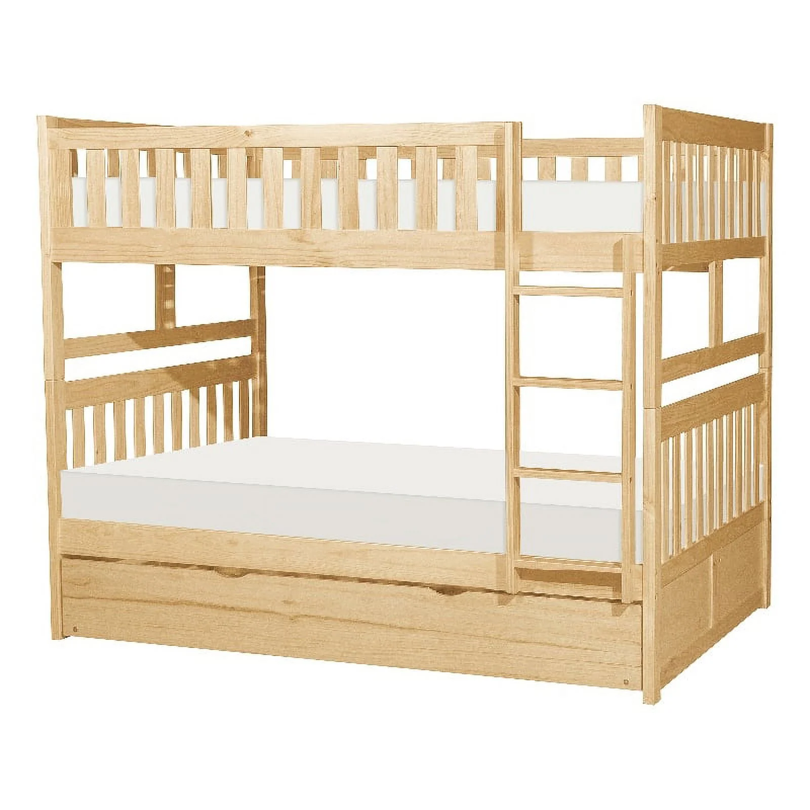 Lexicon Contemporary Wood Full/Full Bunk Bed with Twin Trundle in Natural Pine