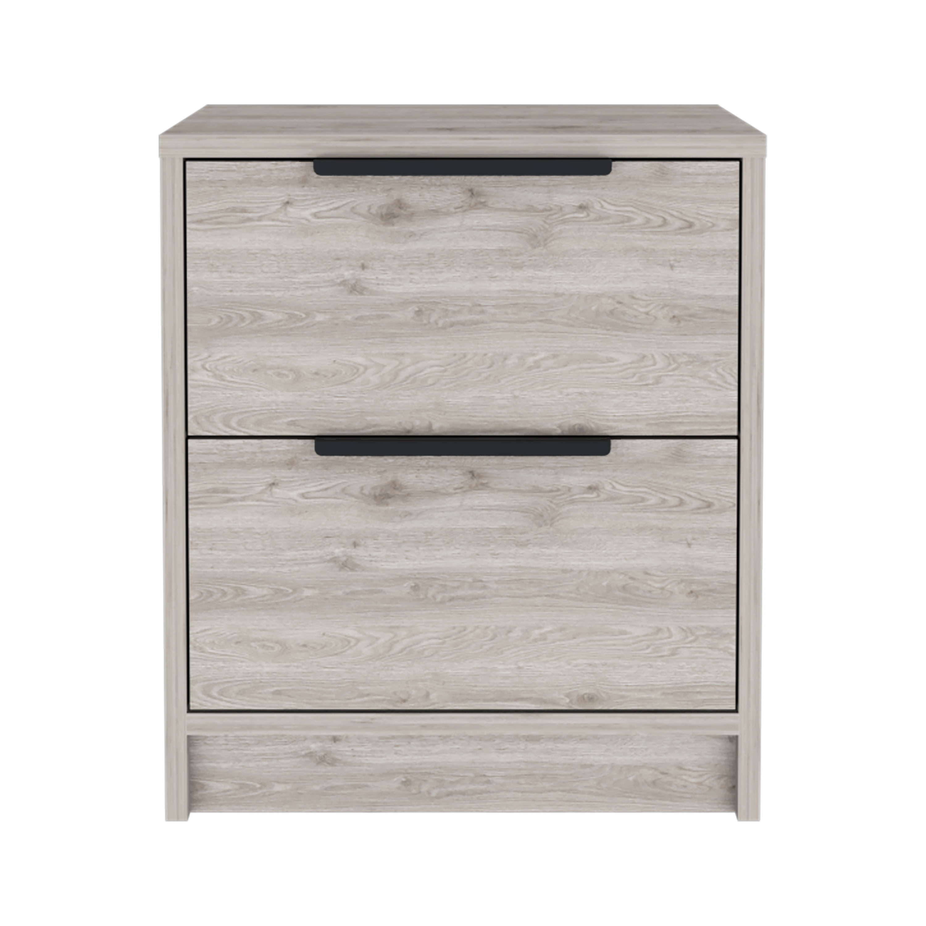 MAICOSY Kaia Nightstand, Two Drawers, Metal Handle - Light Gray