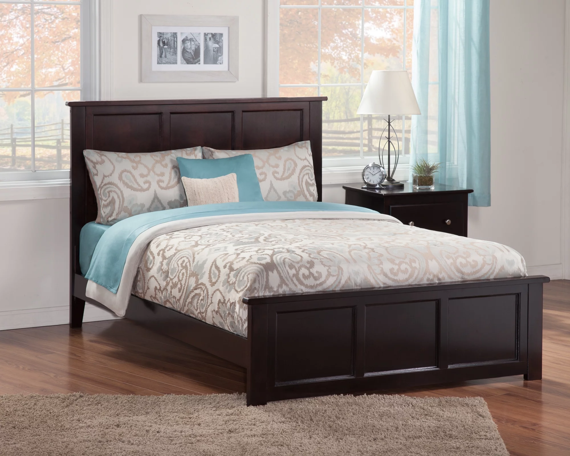 AFI Madison Queen Wood Traditional Bed with Matching Headboard Footboard Set in Espresso