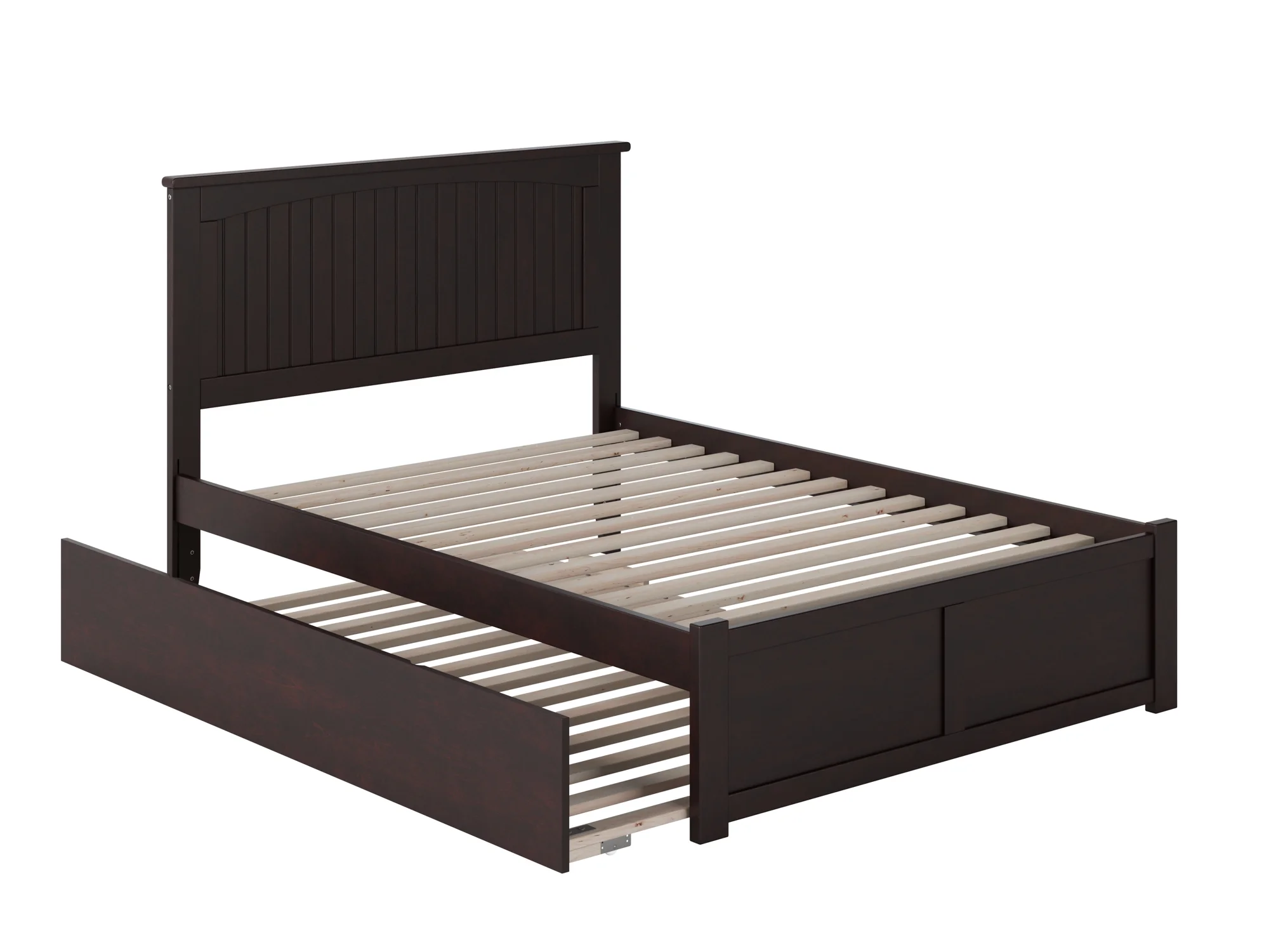 Nantucket Full Platform Bed with Flat Panel Foot Board and Full Size Urban Trundle Bed Bed in Espresso