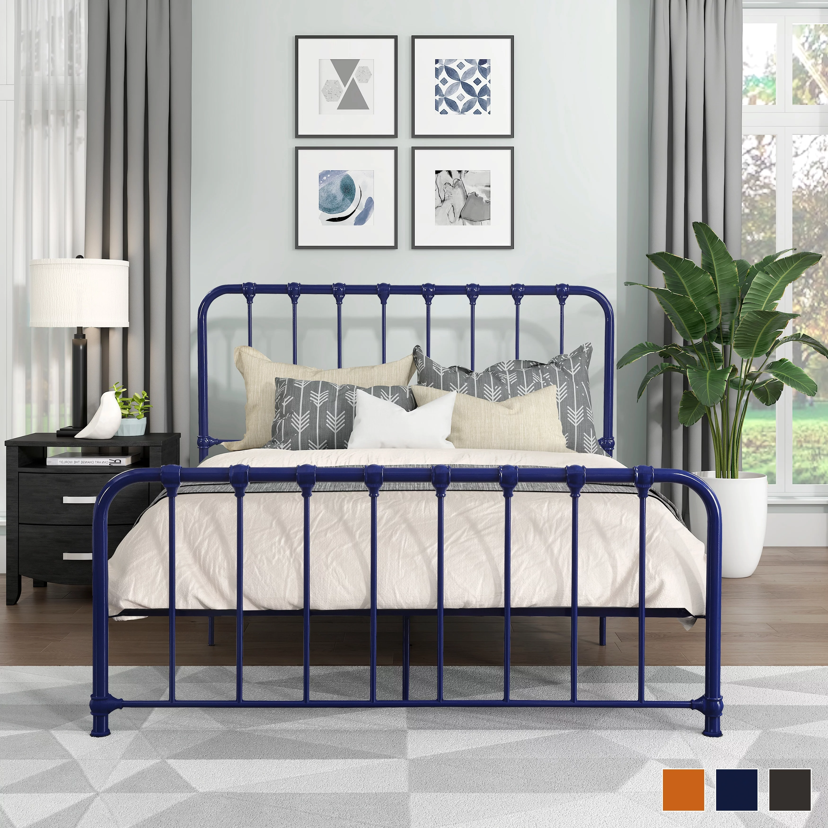 Fremont & Park Nisky Platform Metal Bed Navy Blue Twin N/A