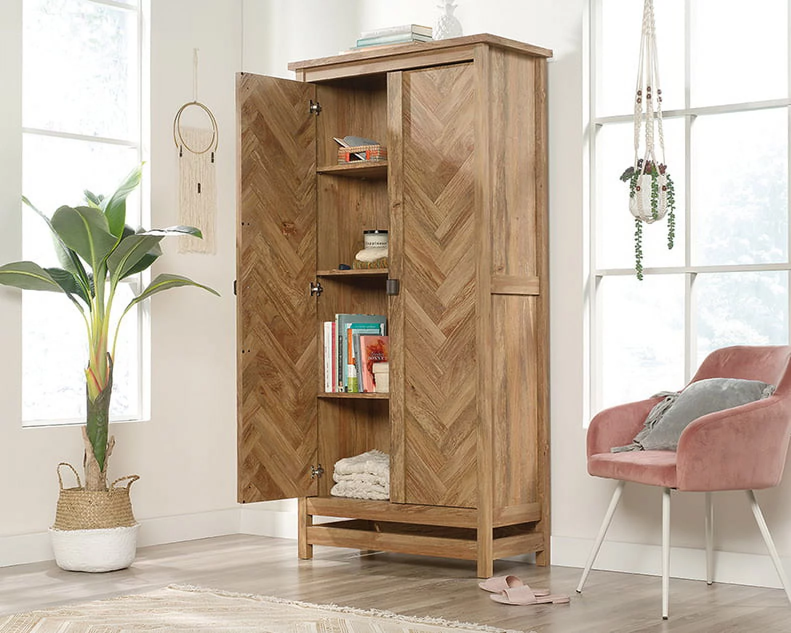 Sauder Cannery Bridge Collection Storage Cabinet Room Organization
