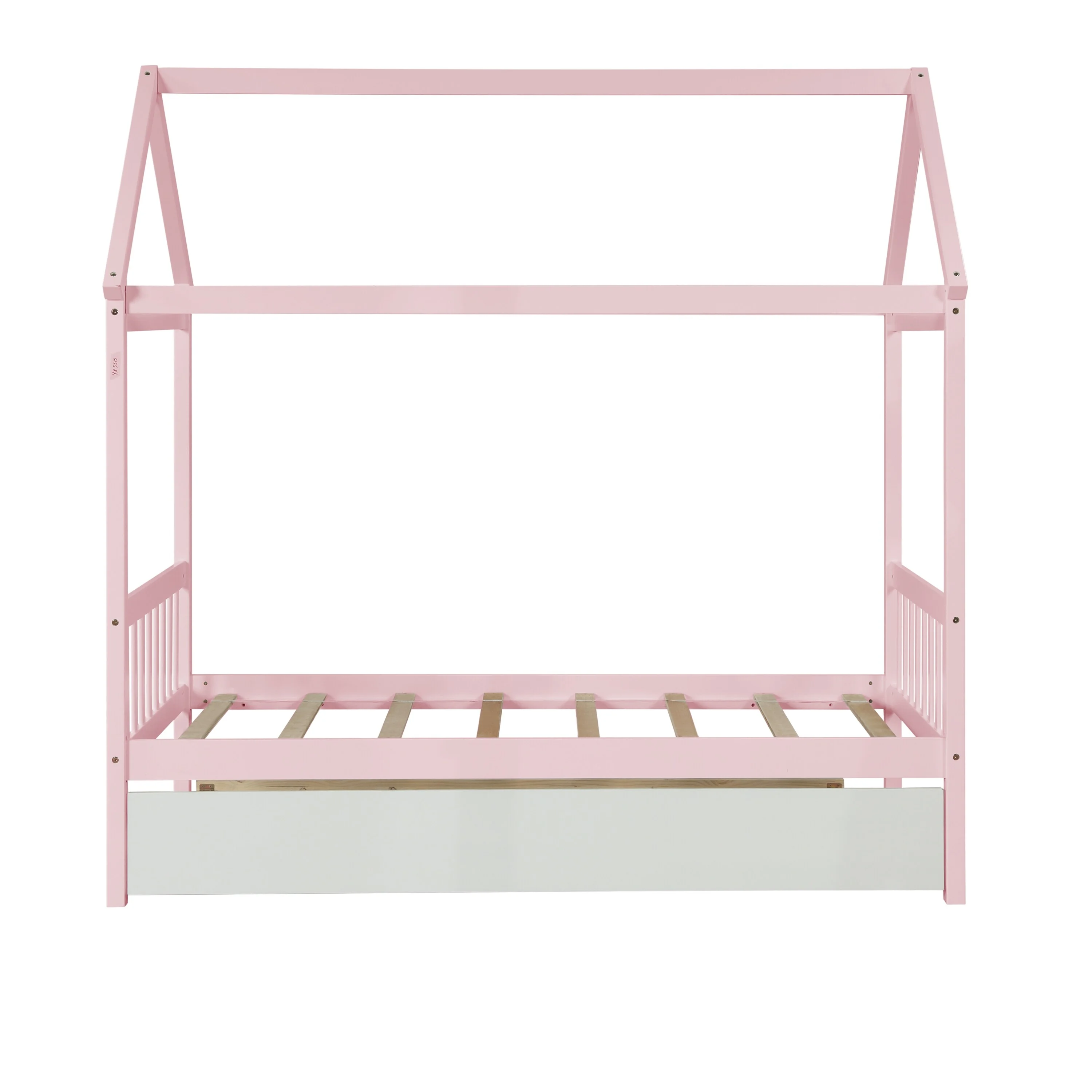 Nestfair Twin Size House Bed with Trundle Pink Twin