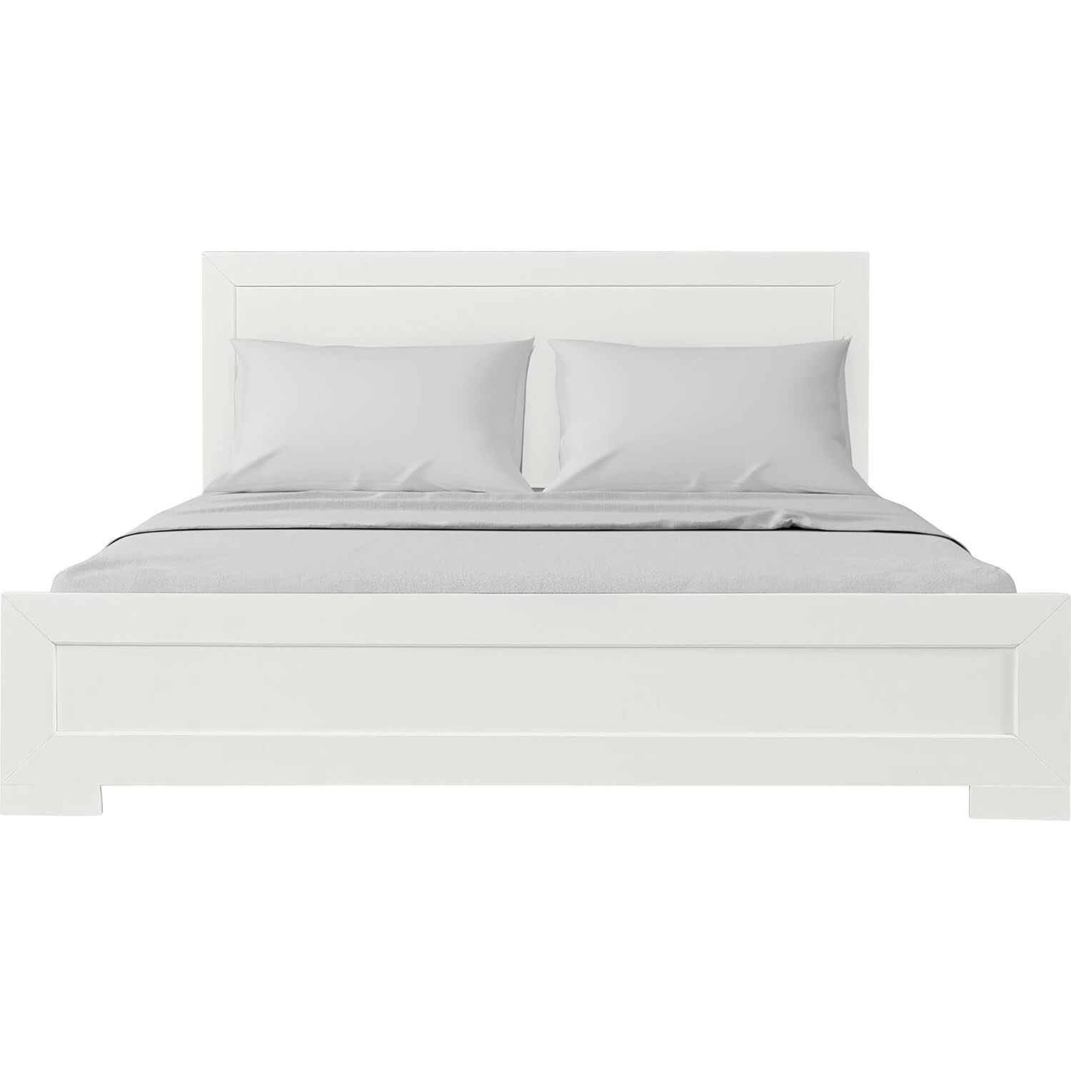 HomeStock Baroque Beauty Platform Bed, White, King