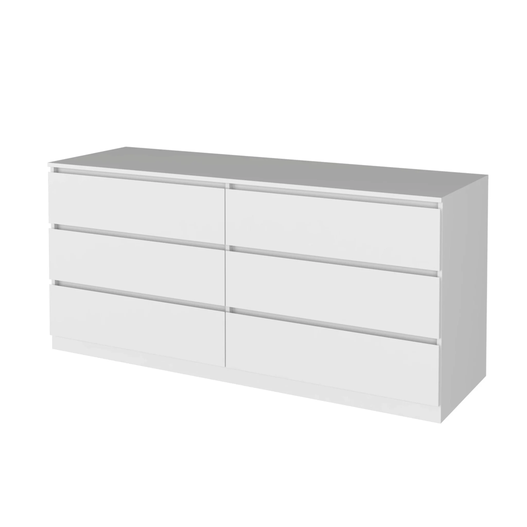 HomeRoots 530265 32 in. White Six Drawer Standard Dresser