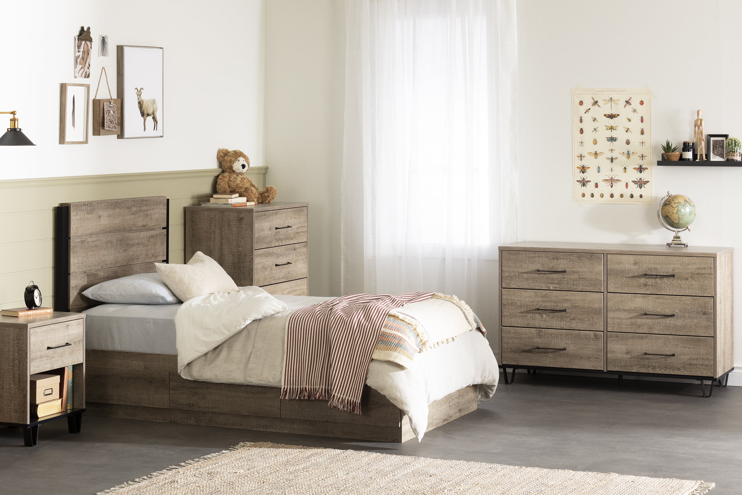 South Shore Arlen Mates Bed with 3 Drawers Twin Kids