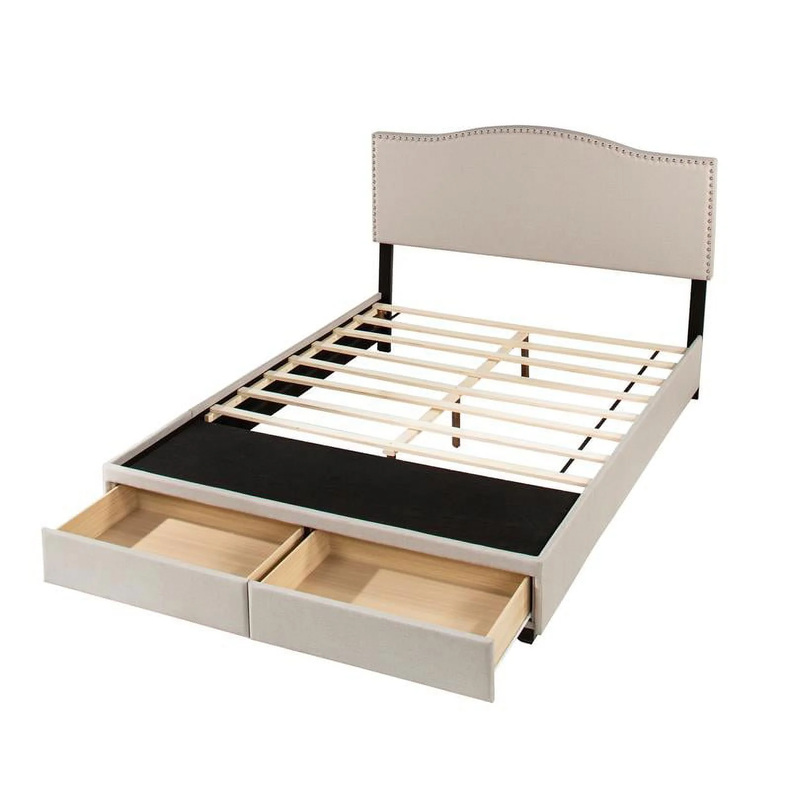 Hillsdale Furniture Kiley King Upholstered Adjustable Headboard, Footboard, Drawers, and Wood Slats, Fog