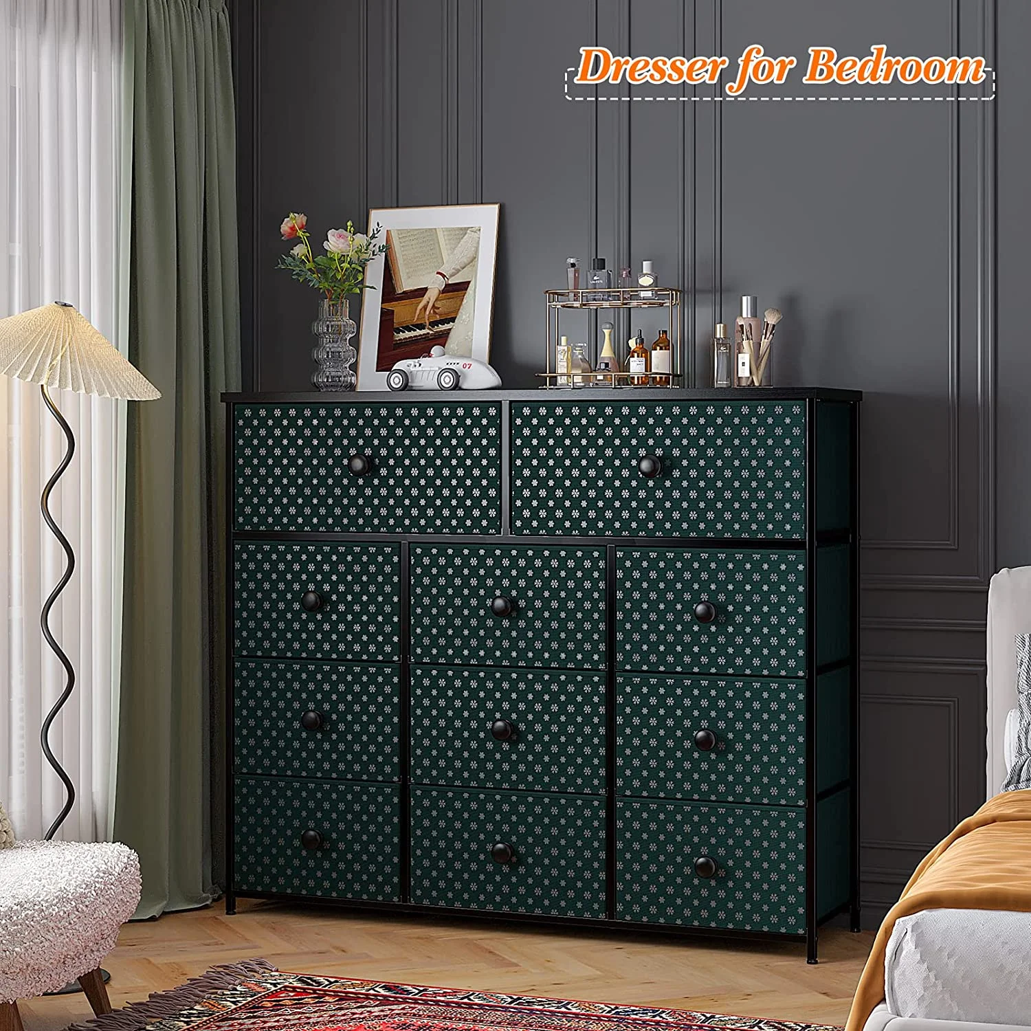 Popular EnHomee Dresser for Bedroom Tall Dresser with 11 Storage Drawers Large Dresser & Chest of Drawers Fabric Dresser for Closet Nursery with Wood Top and Metal Frame Brown 39.4