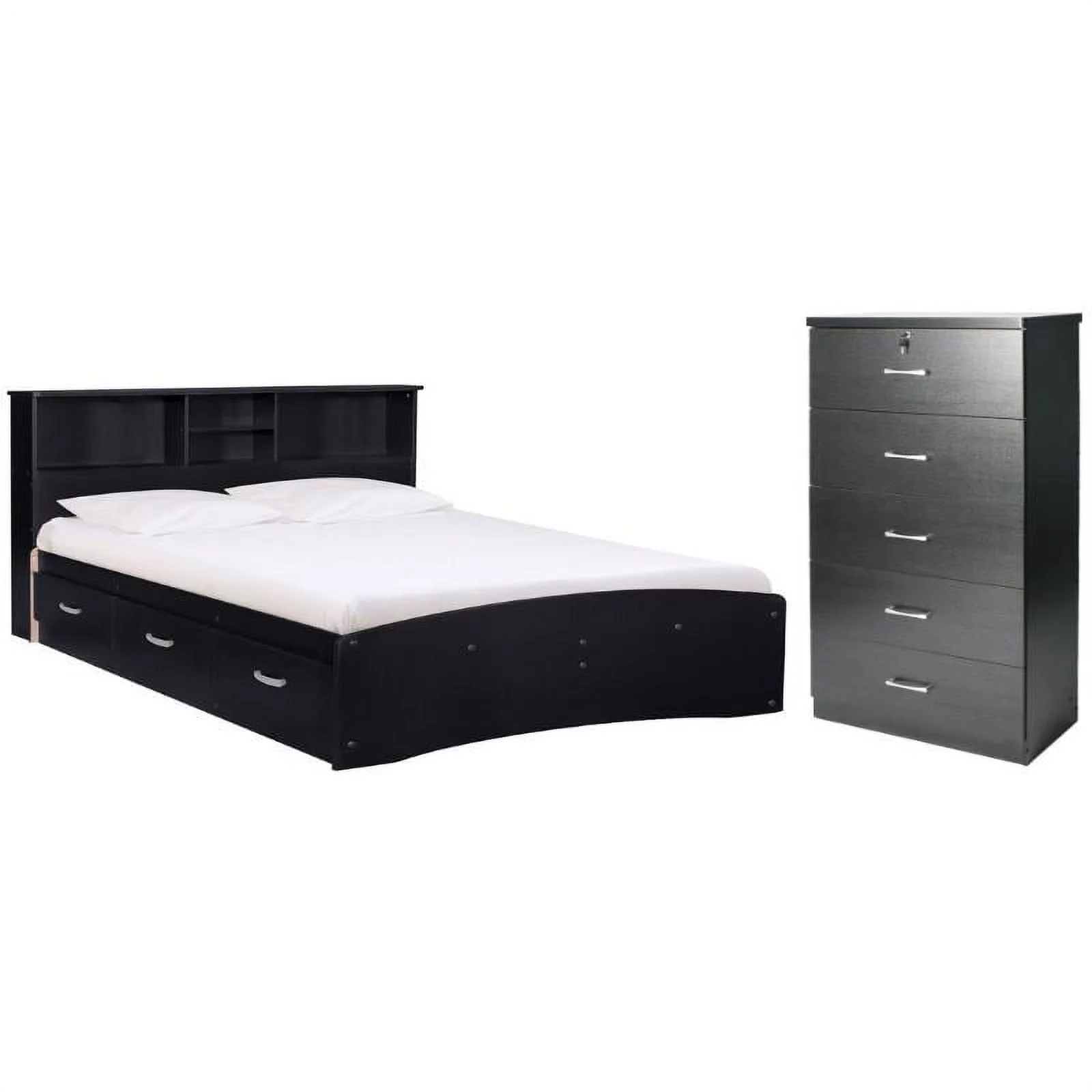Home Square 2-Piece Set with Queen Bed & 5-Drawer Tall Chest Bedroom Dresser