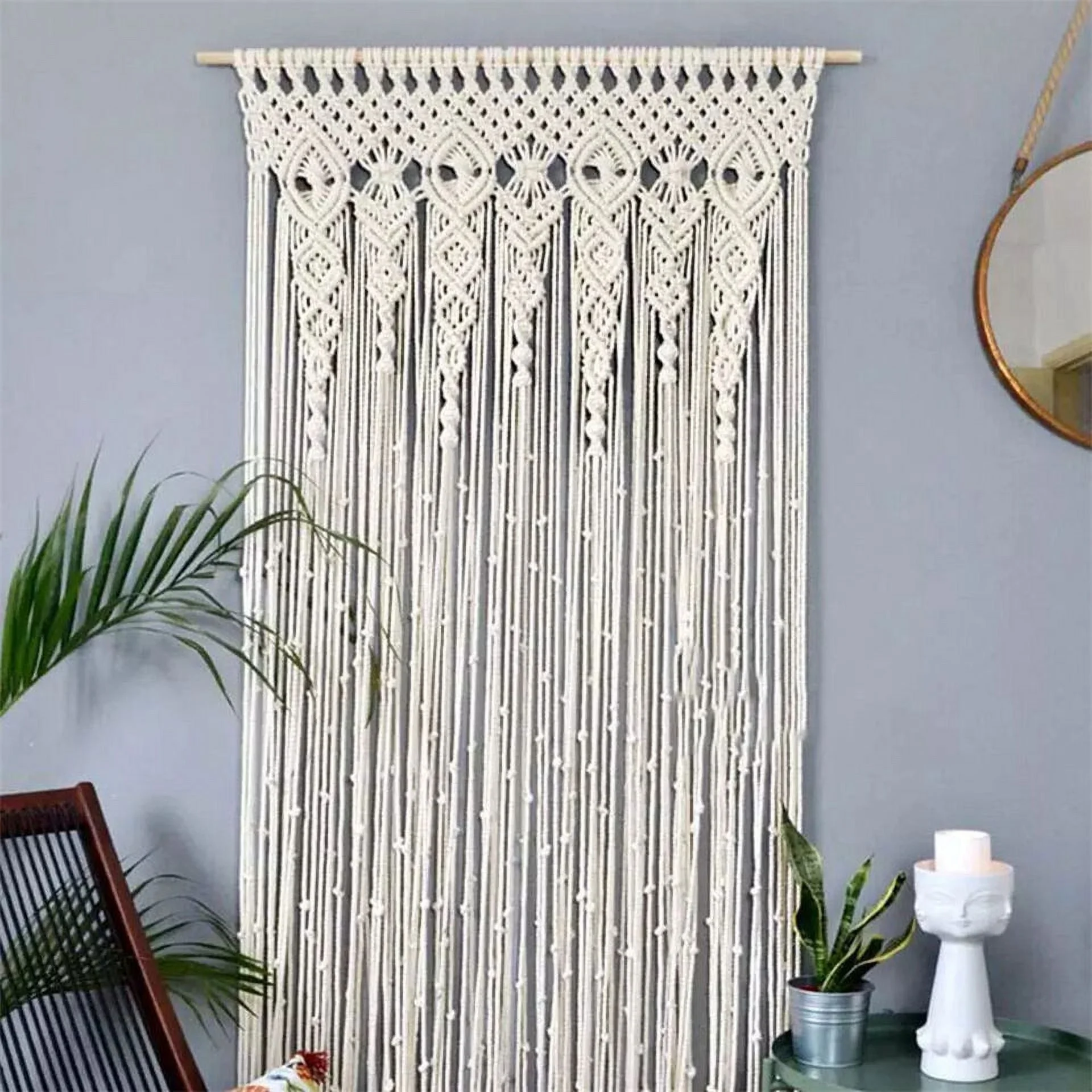 Large Macrame Curtain Panel Doorway Window Cotton Rope Wall Hanging Tapestry USA