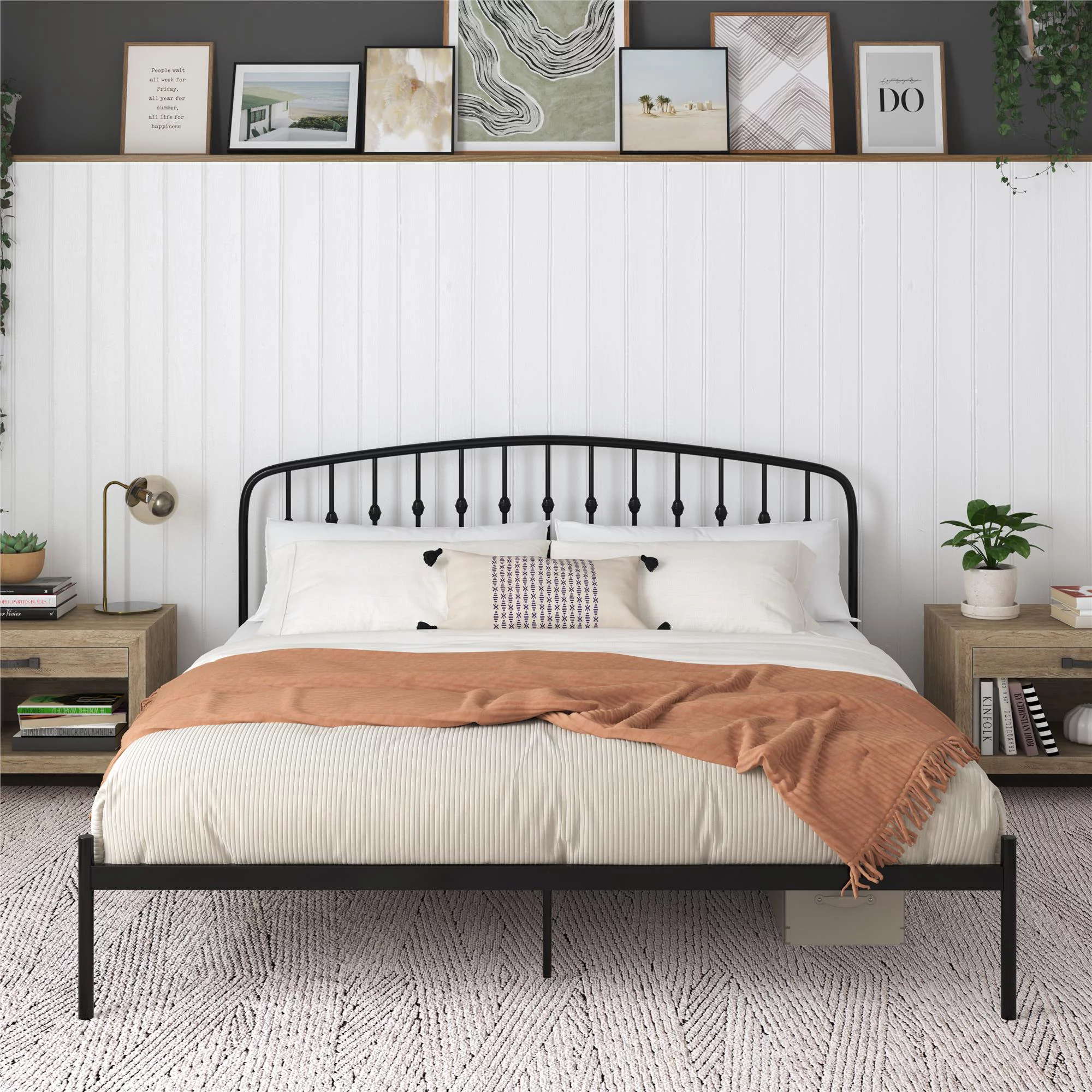 DHP Narla Metal Platform Bed Frame, King, Black