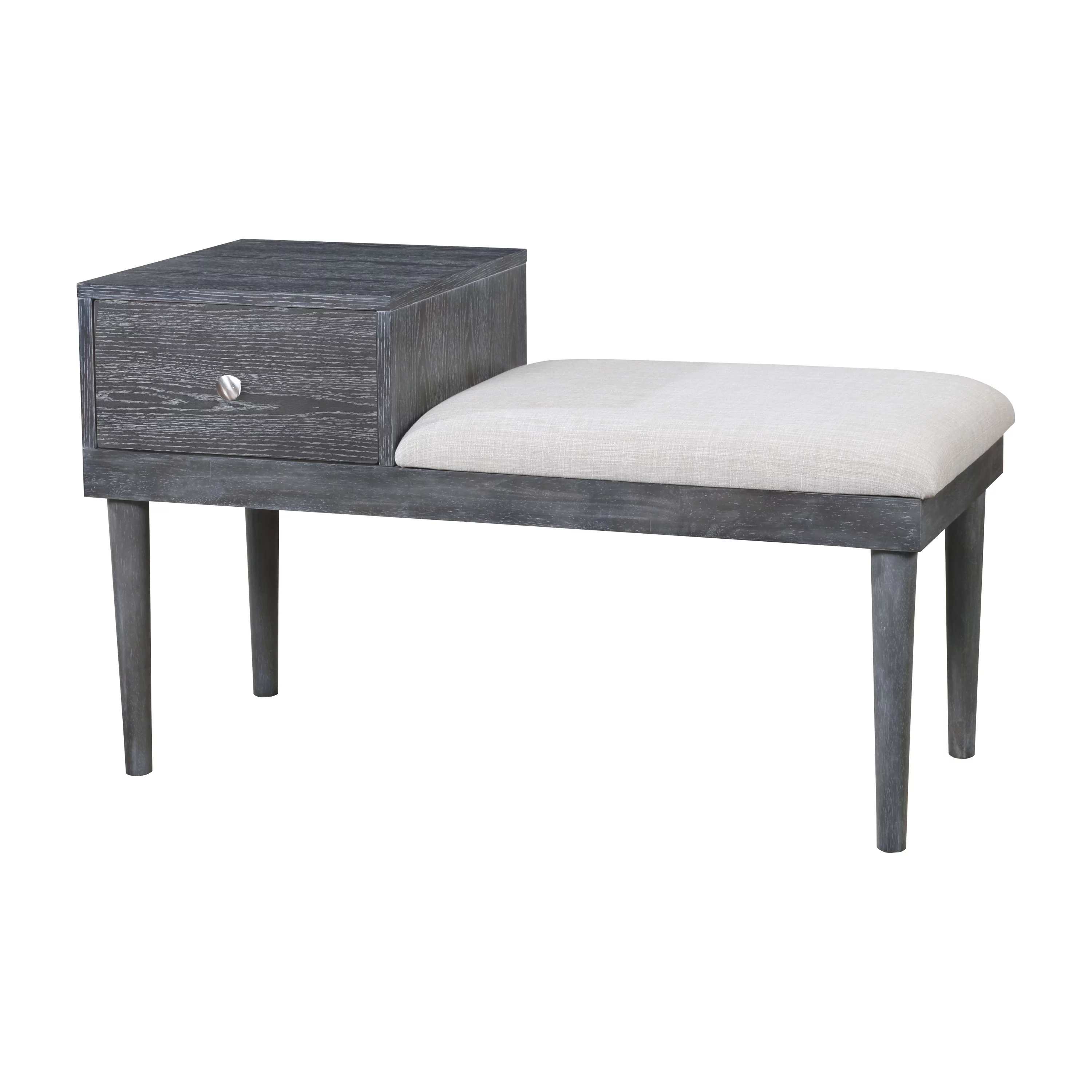 Furniture of America Bonnar 1-Drawer Accent Bench, Gray