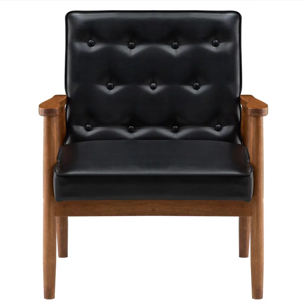 Ktaxon Mid-Century Accent Arm Chair Modern Legs Tufted Lounge Chair for Living Room and Bedroom Black