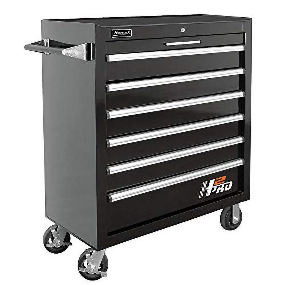 Homak BK04036061 36 in. H2Pro Series 6 Drawer Roller Cabinet (Black)