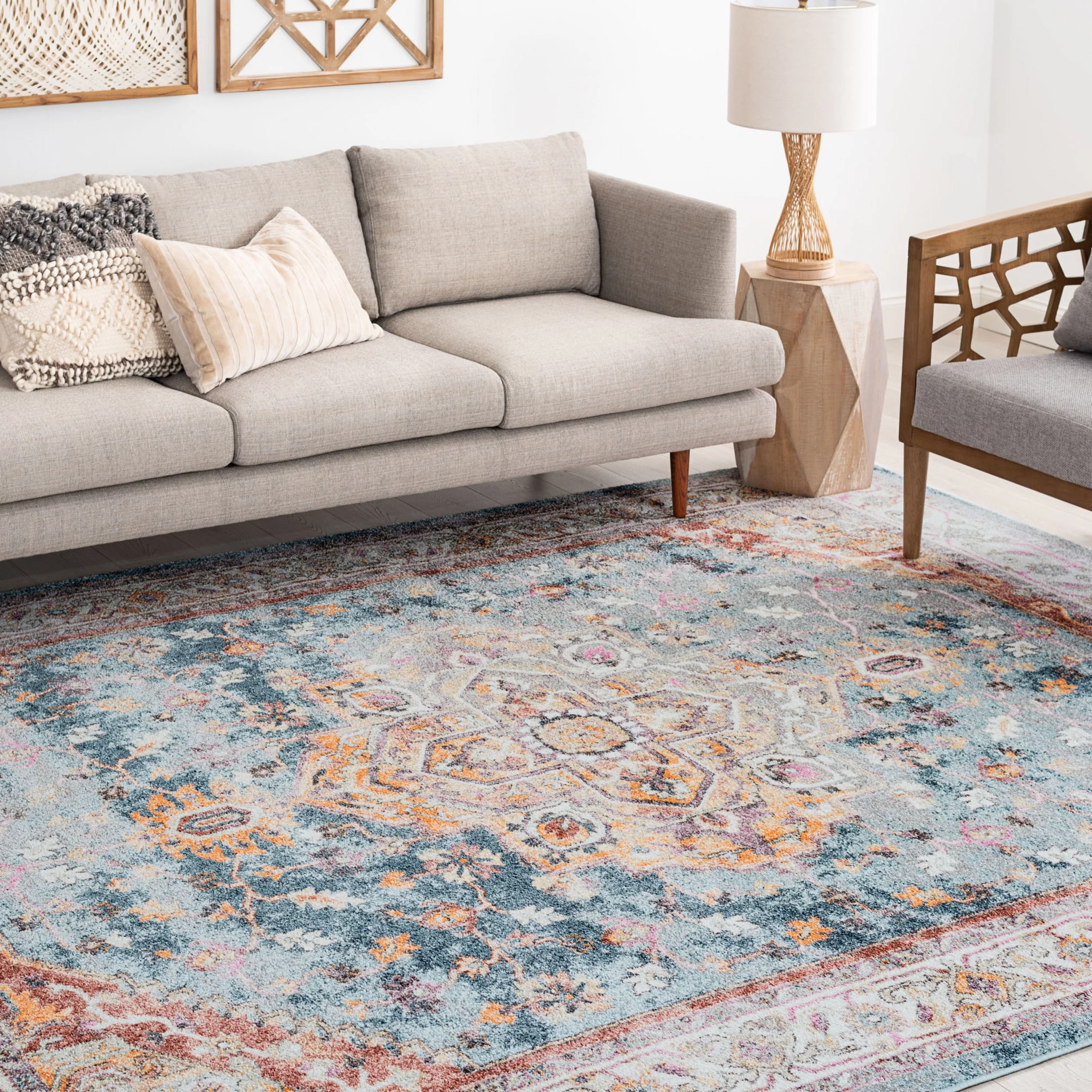5x8 Traditional Denim Area Rugs for Living Room | Bedroom Rug | Dining Room Rug | Indoor Entry or Entryway Rug | Kitchen Rug | Alfombras para Salas 5'3'' x 7'3''