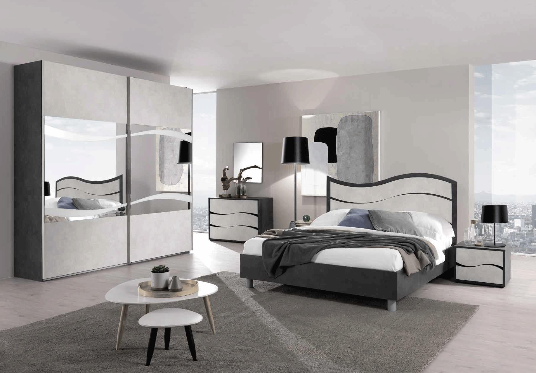 Slate Grey & White King Bedroom Set 5 ISCHIA ESF Contemporary Made in ITALY