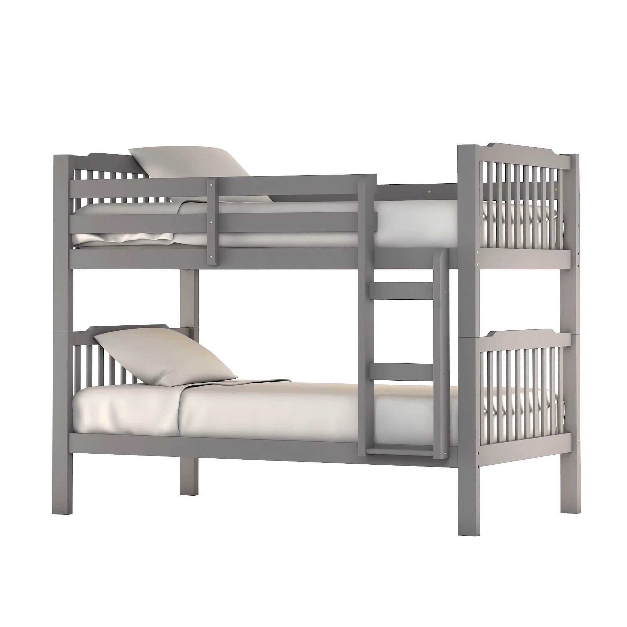 Chelsea Lane Elise Convertible Twin over Twin Wood Bunk Bed, Grey
