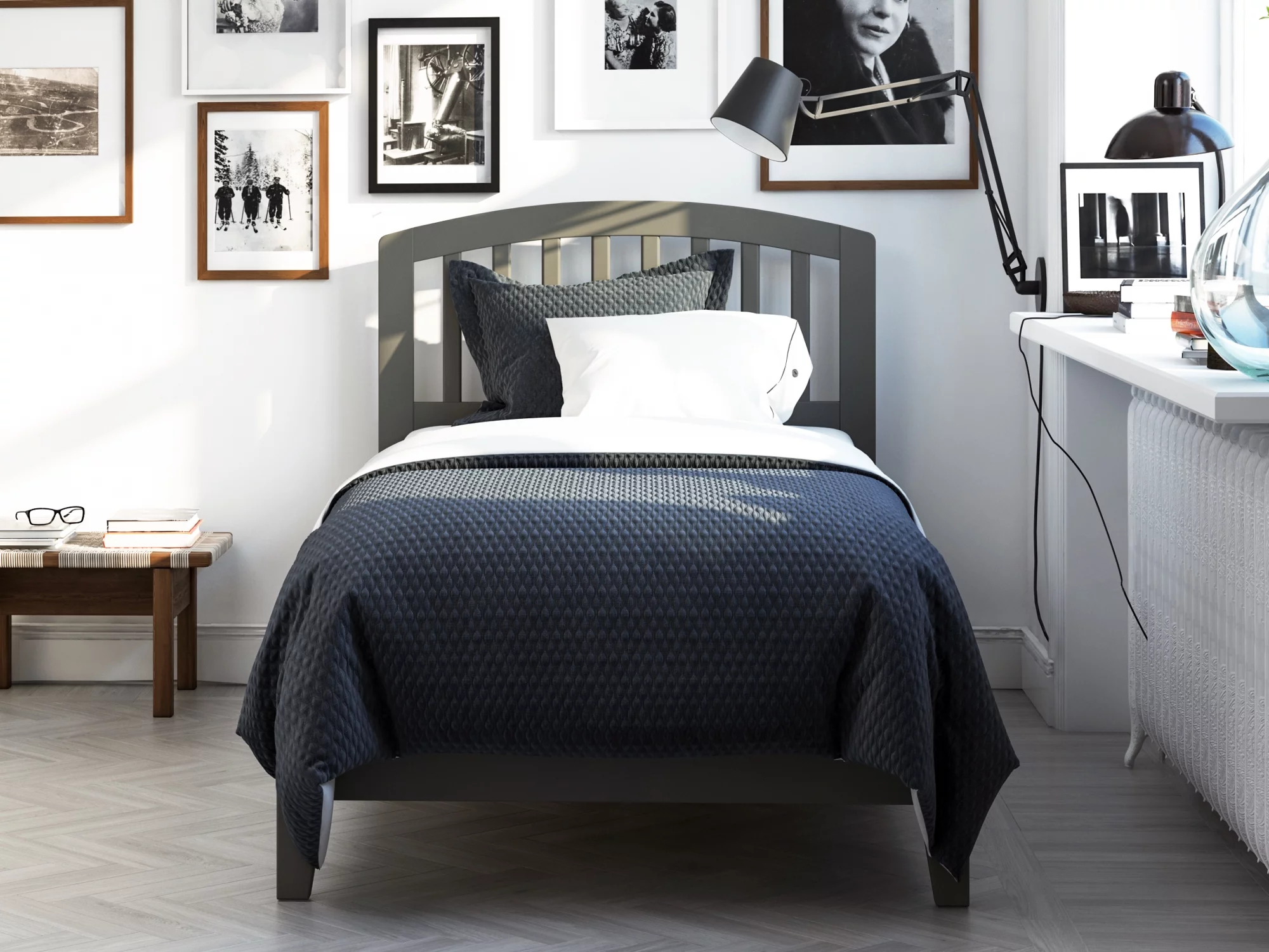 Richmond Twin XL Traditional Bed in Grey