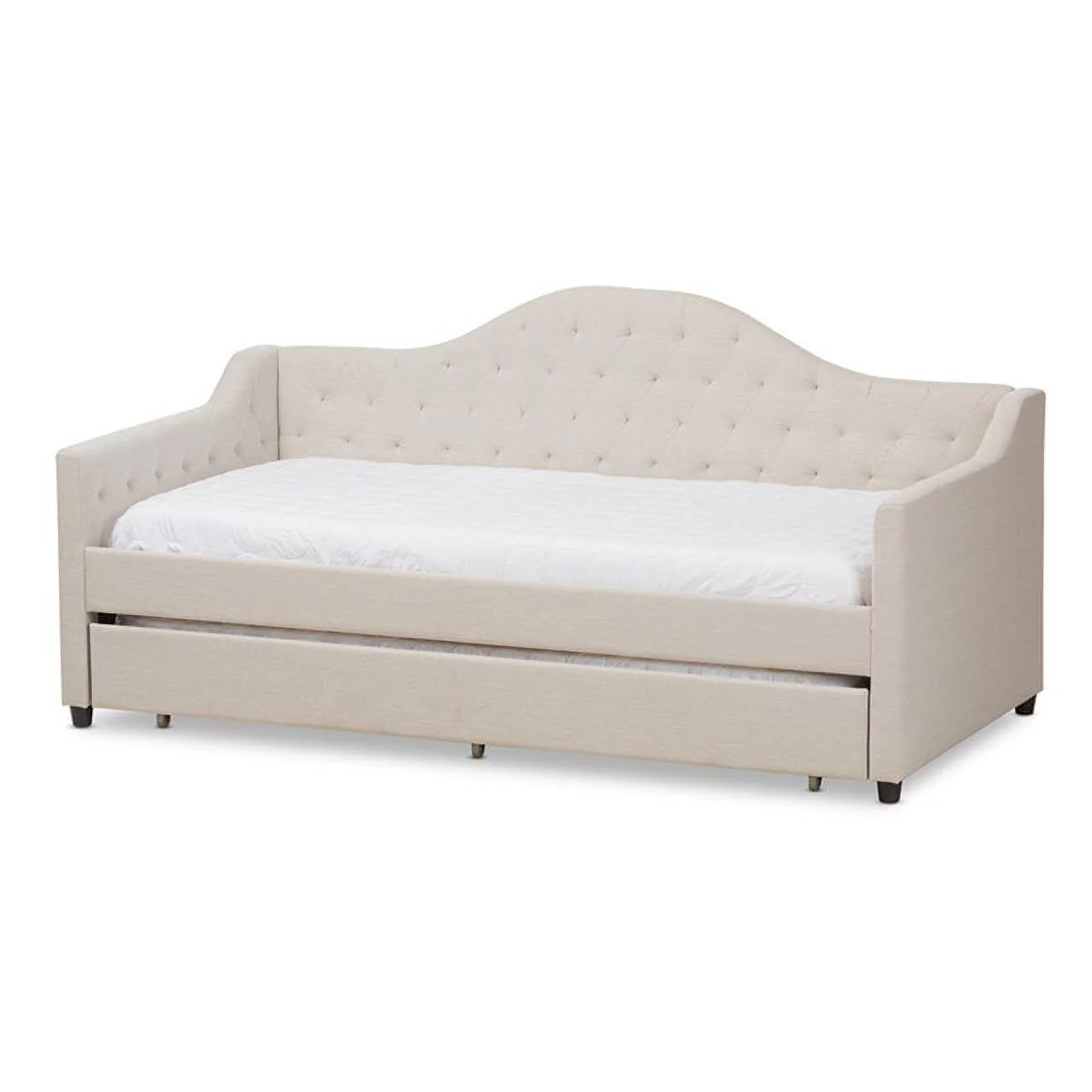 Bowery Hill Fabric Daybed with Trundle in Light Beige