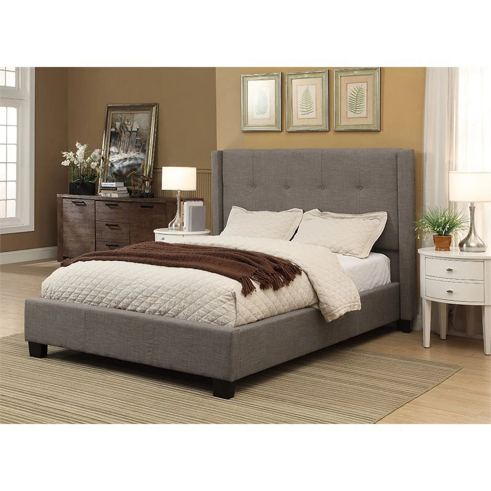 Modus Furniture Madeleine Wingback Upholstered Platform Bed