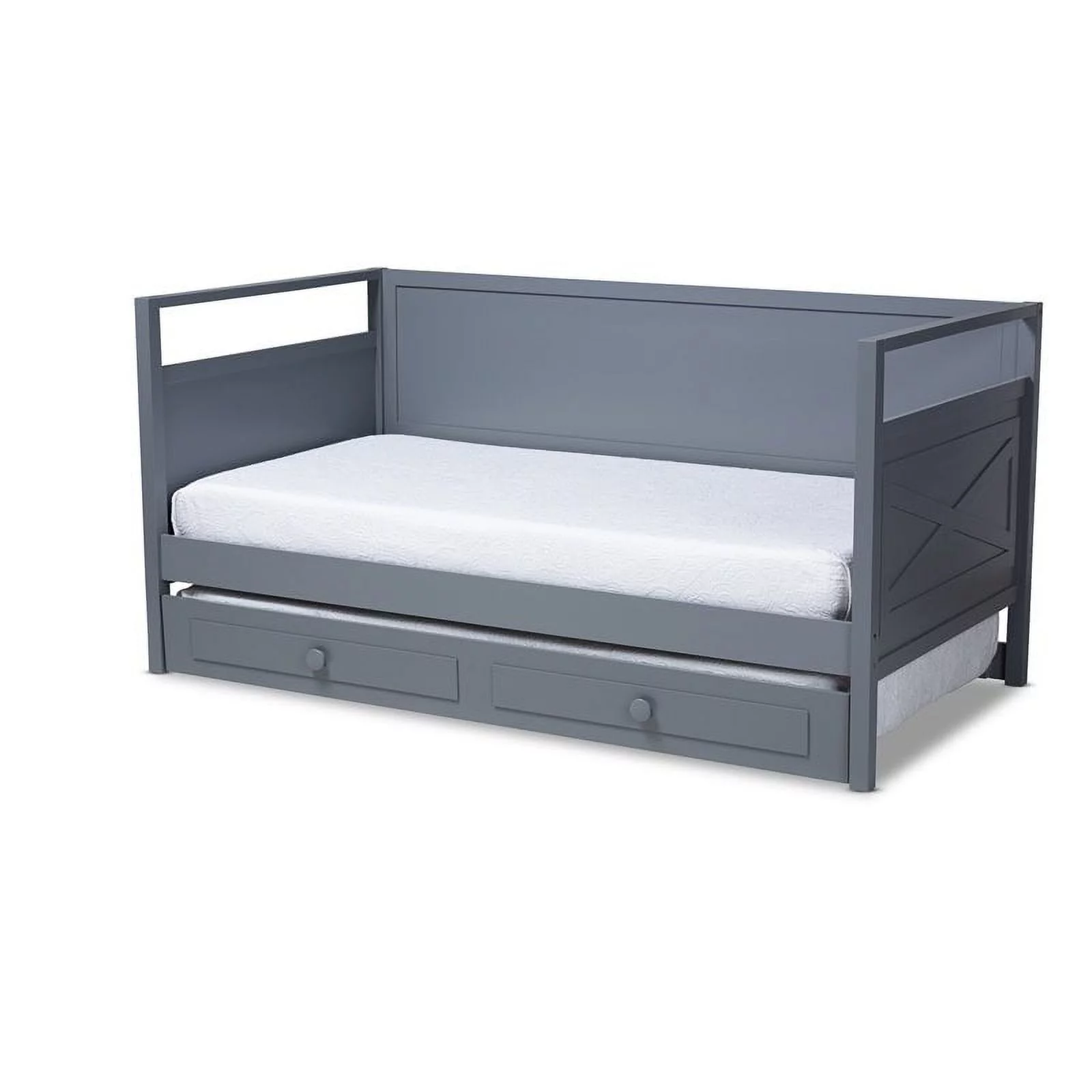 Bowery Hill Grey Wood Twin Size Daybed with Trundle