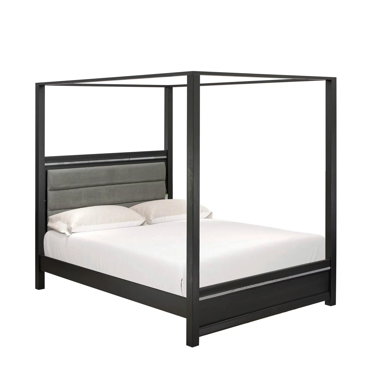 East West Furniture Denali 2-piece Wood Queen Bedroom Set in Brushed Gray