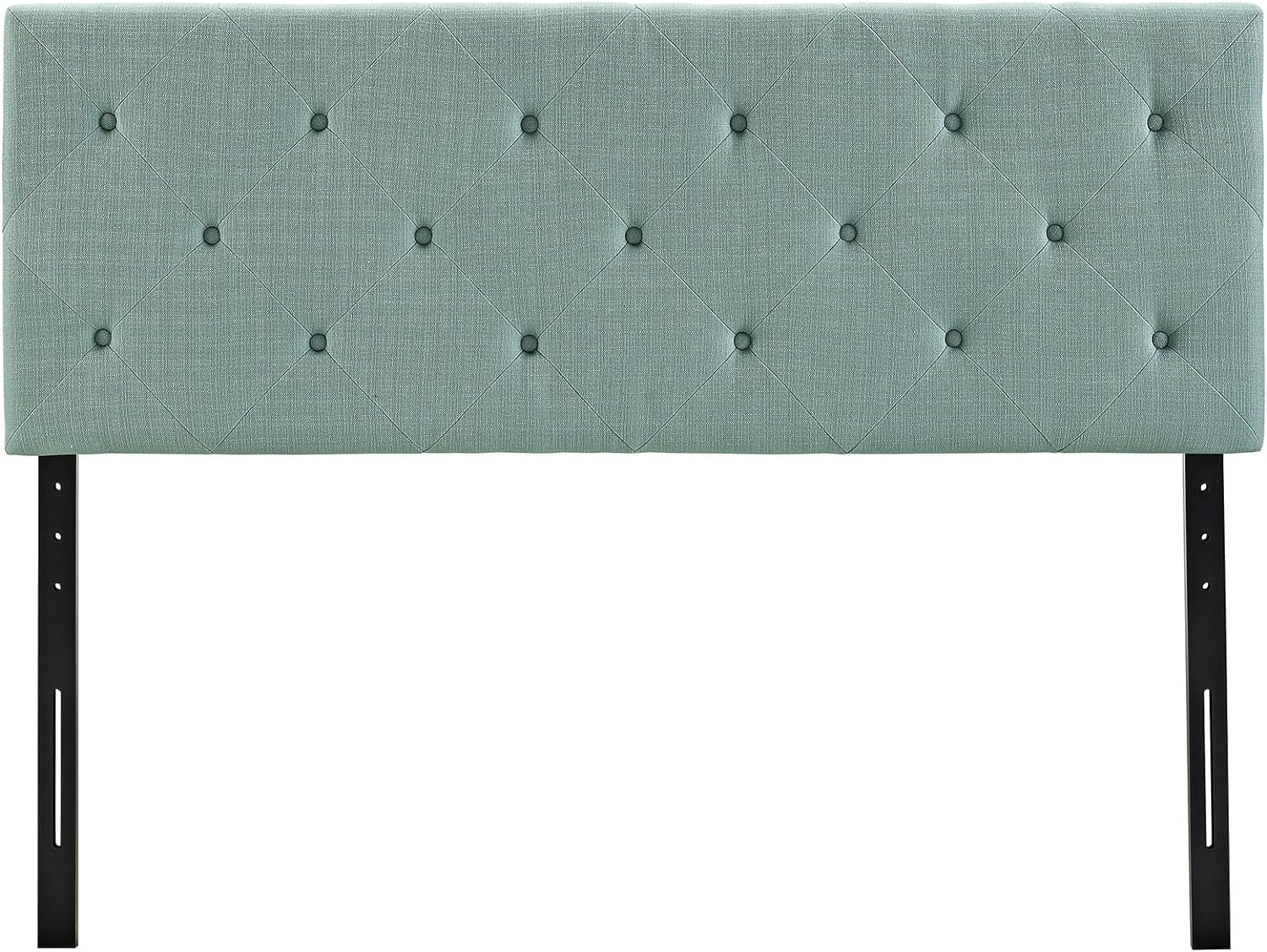 Terisa Tufted Button Pattern Linen Fabric Upholstered King Headboard In Gray