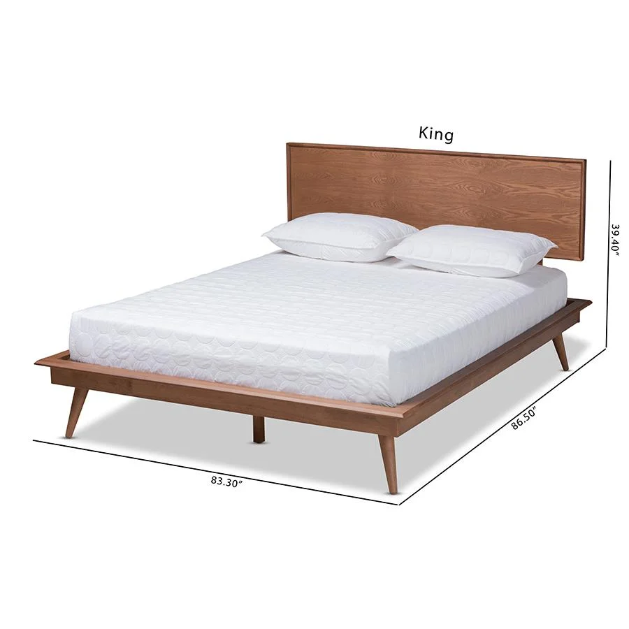 Baxton Studio Karine Mid-Century Modern Walnut Brown Finished Wood Queen Size Platform Bed