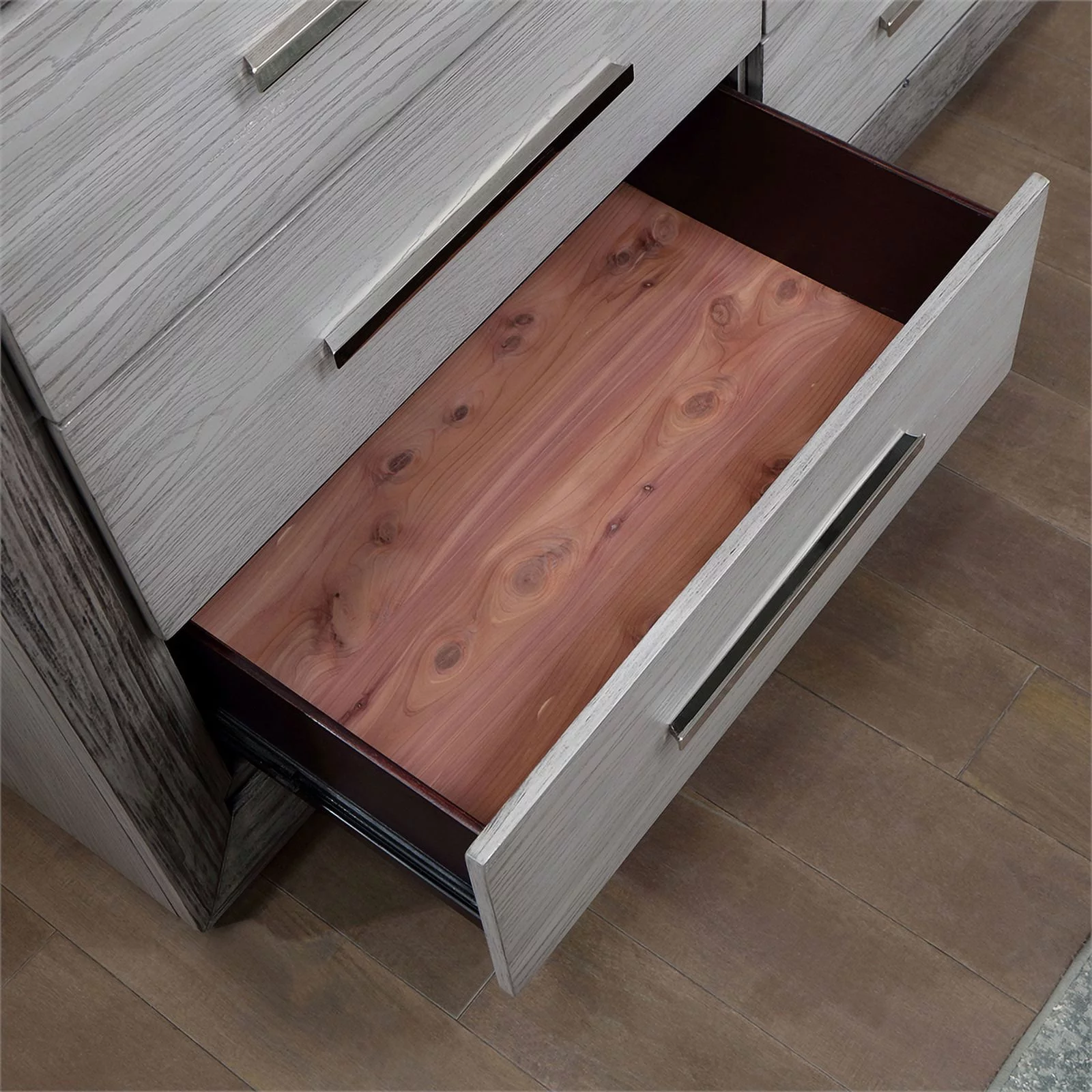 Furniture of America Iden Wood 6-Drawer Dresser with LED Mirror in Gray