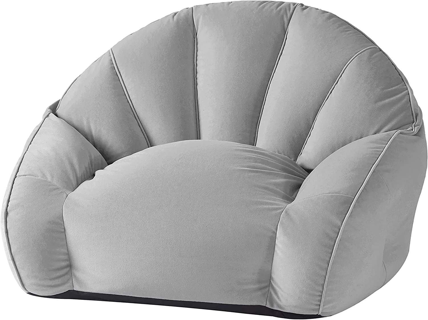 Urban Shop Velvet Plush Bean Bag Sofa Chair for Kids & Adults, Grey, 27