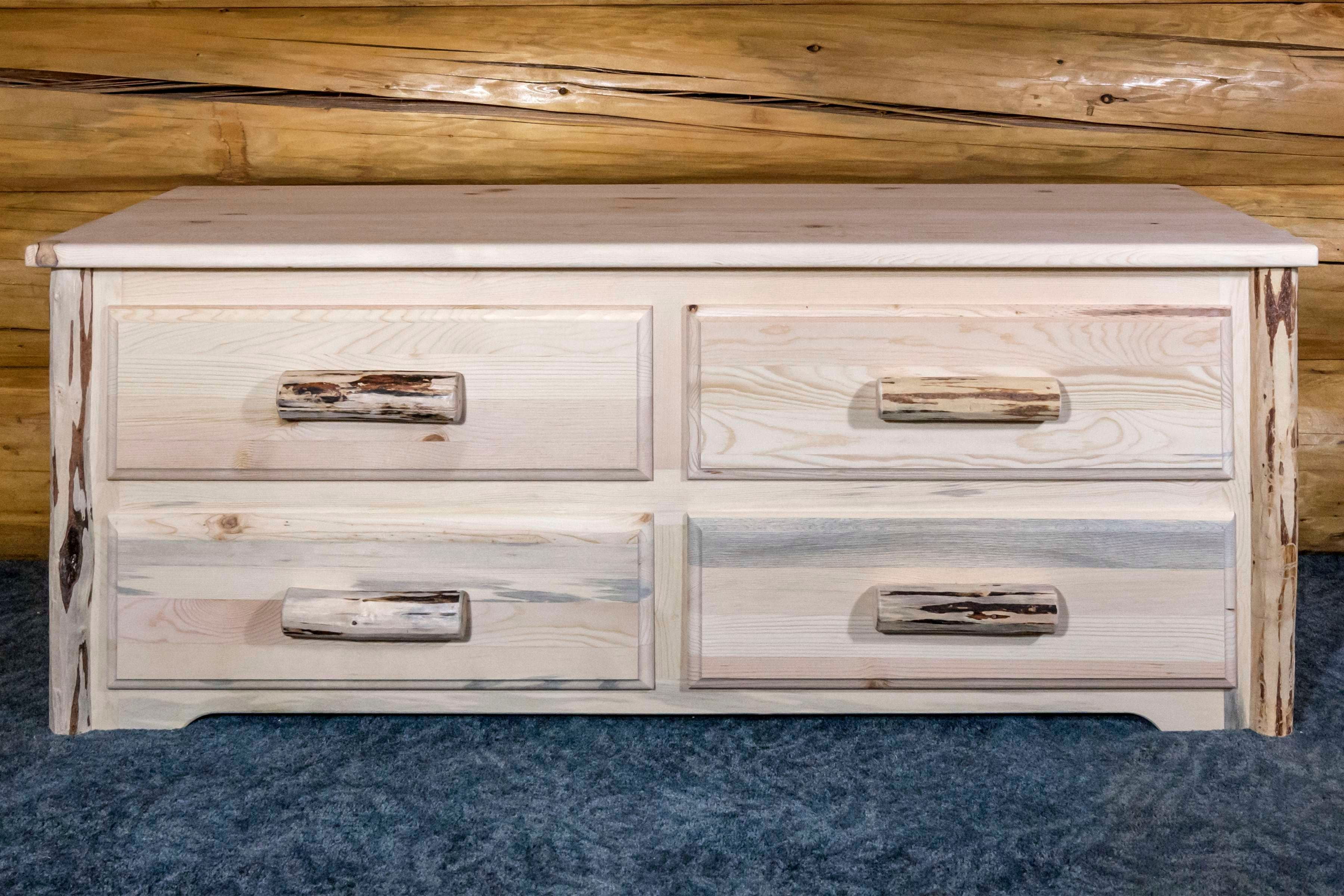 Montana Collection 4 Drawer Sitting Chest, Clear Lacquer Finish