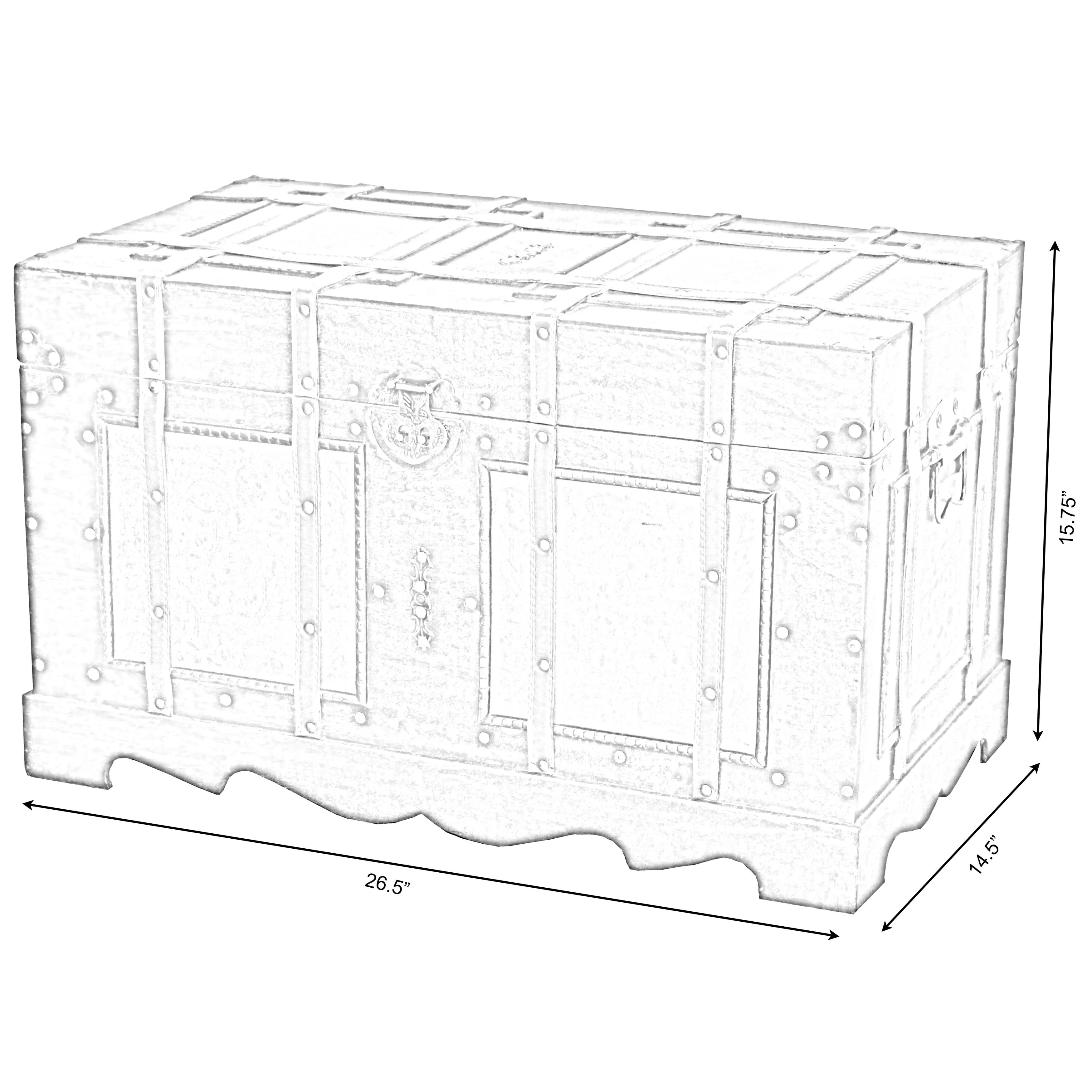 Large Antique Style Steamer Trunk, Decorative Storage Box