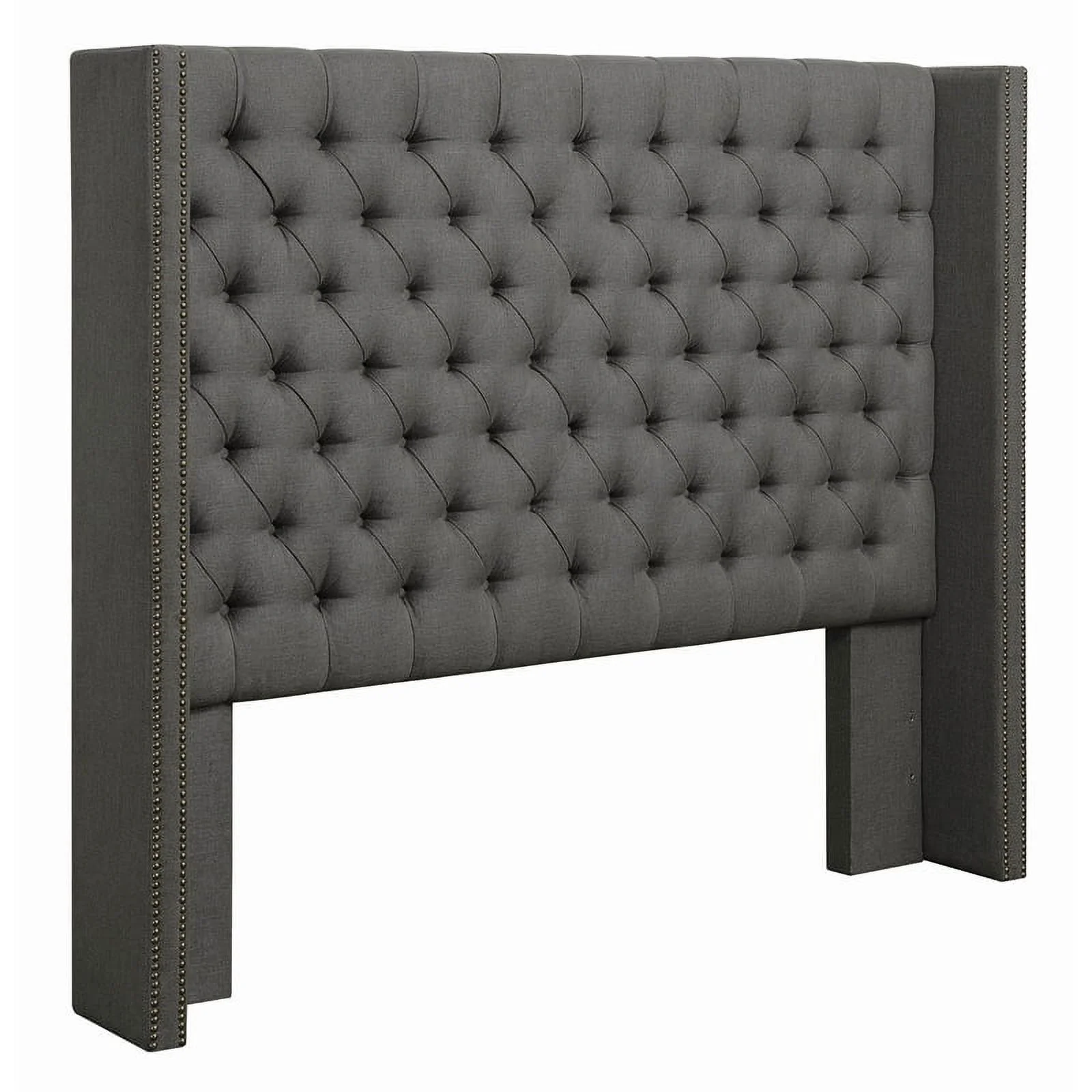 Pemberly Row Contemporary Fabric Upholstered Queen Headboard Gray
