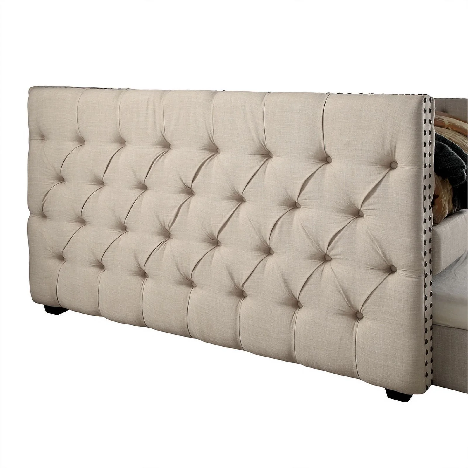 Bowery Hill 2-Piece Fabric Twin Day Bed and Trundle Set in Ivory