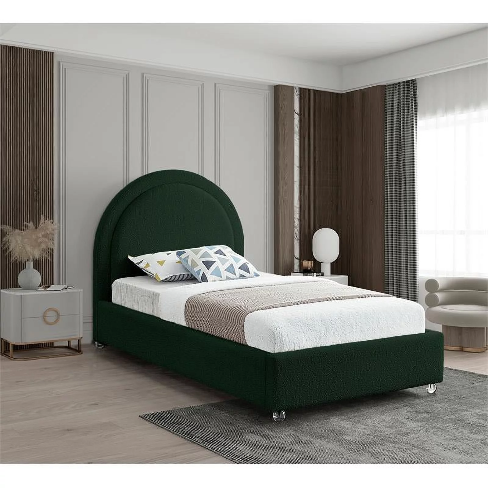 Meridian Furniture Milo Green Fabric Twin Bed