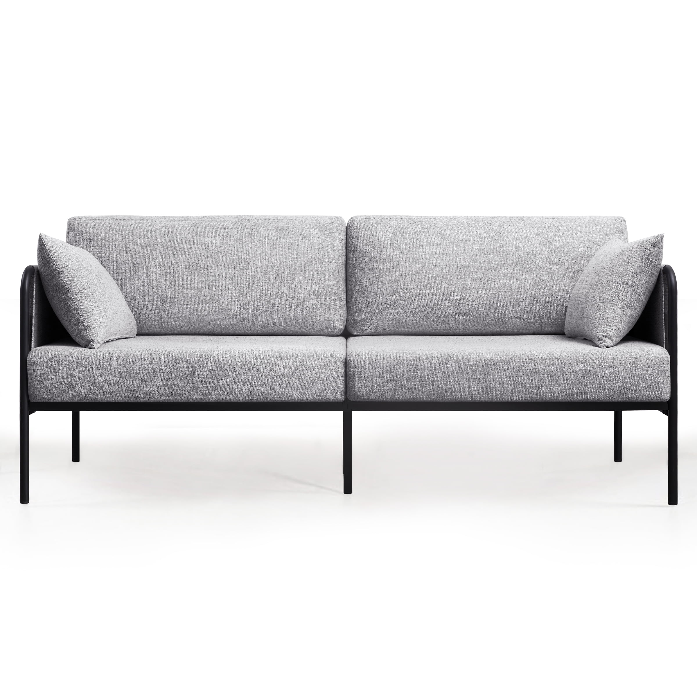 Subrtex Sofa Modern Upholstered Linen Fabric Couch with Metal Arm, Gray