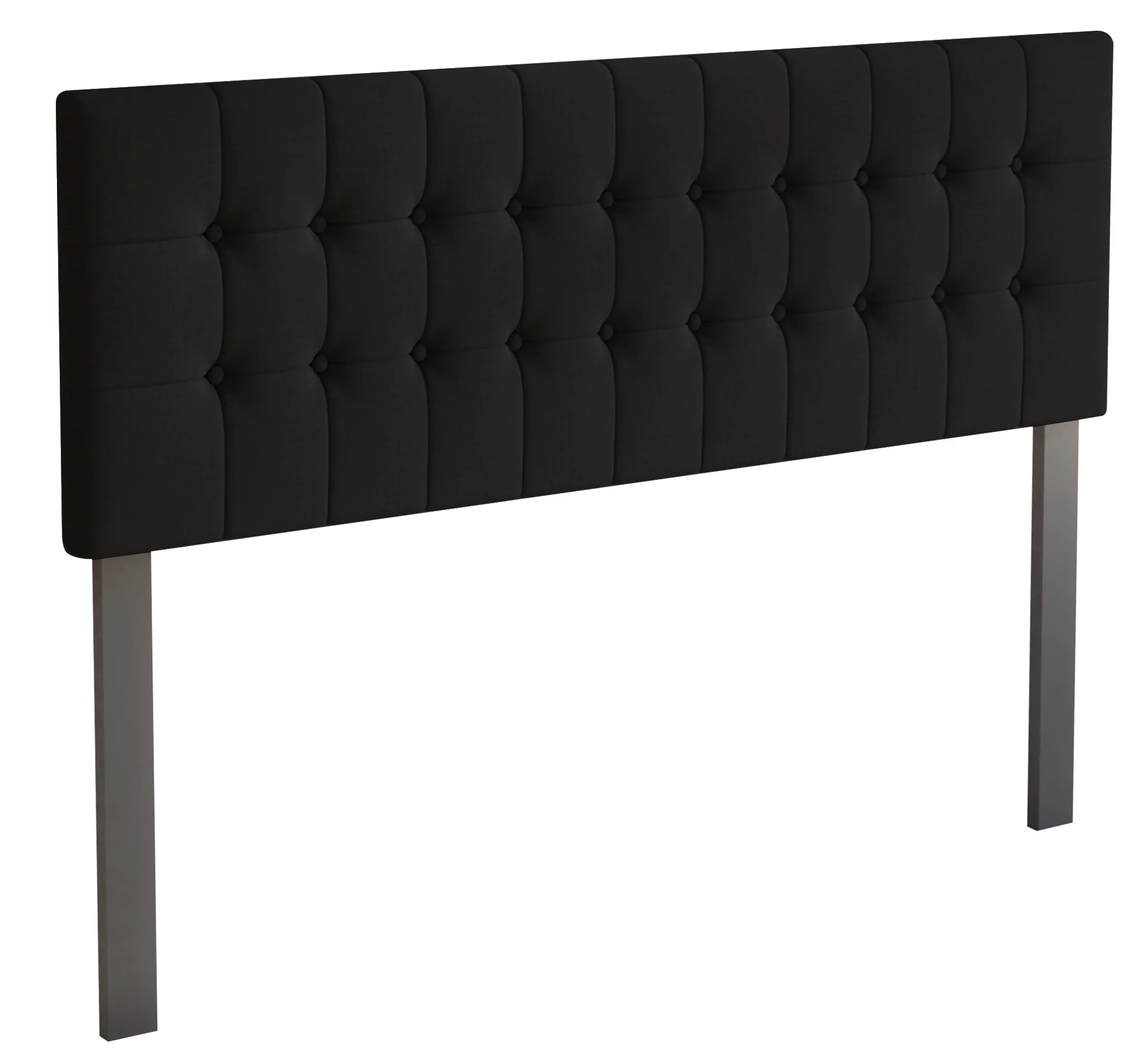 Castle Place Upholstered Button Tufted Linen Headboard, Black, Full