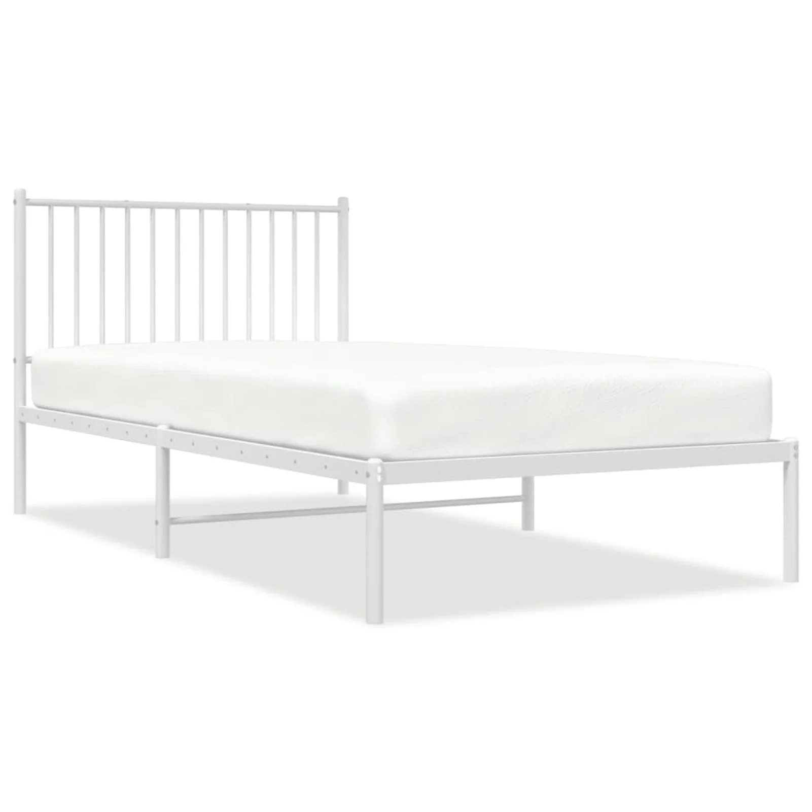 moobody Metal Bed Frame with Headboard White 39.4