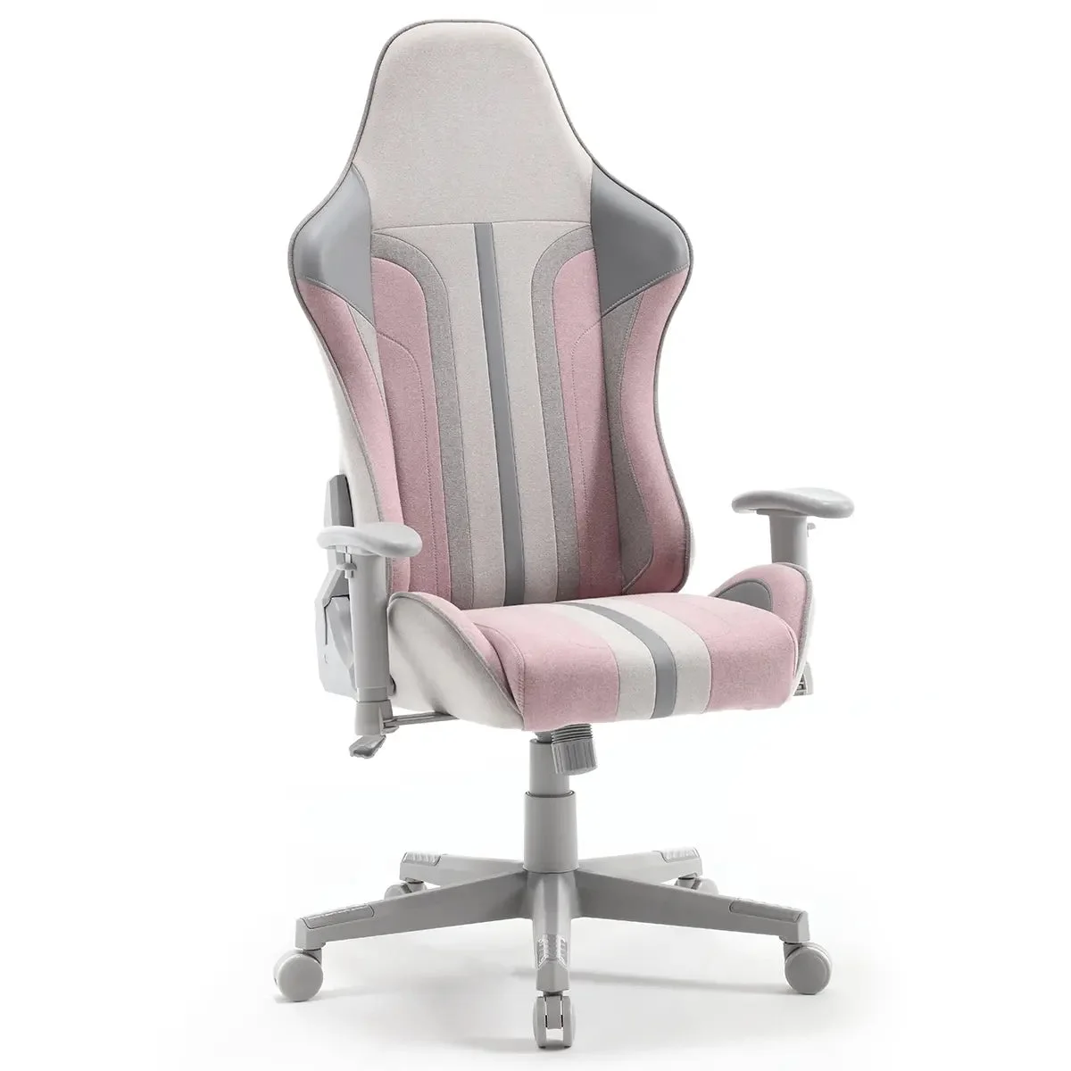 X Rocker Mysa PC Gaming Chair, Gray/Pink, Gray Base, 24.4 x 27.2 x 48.4-51.2