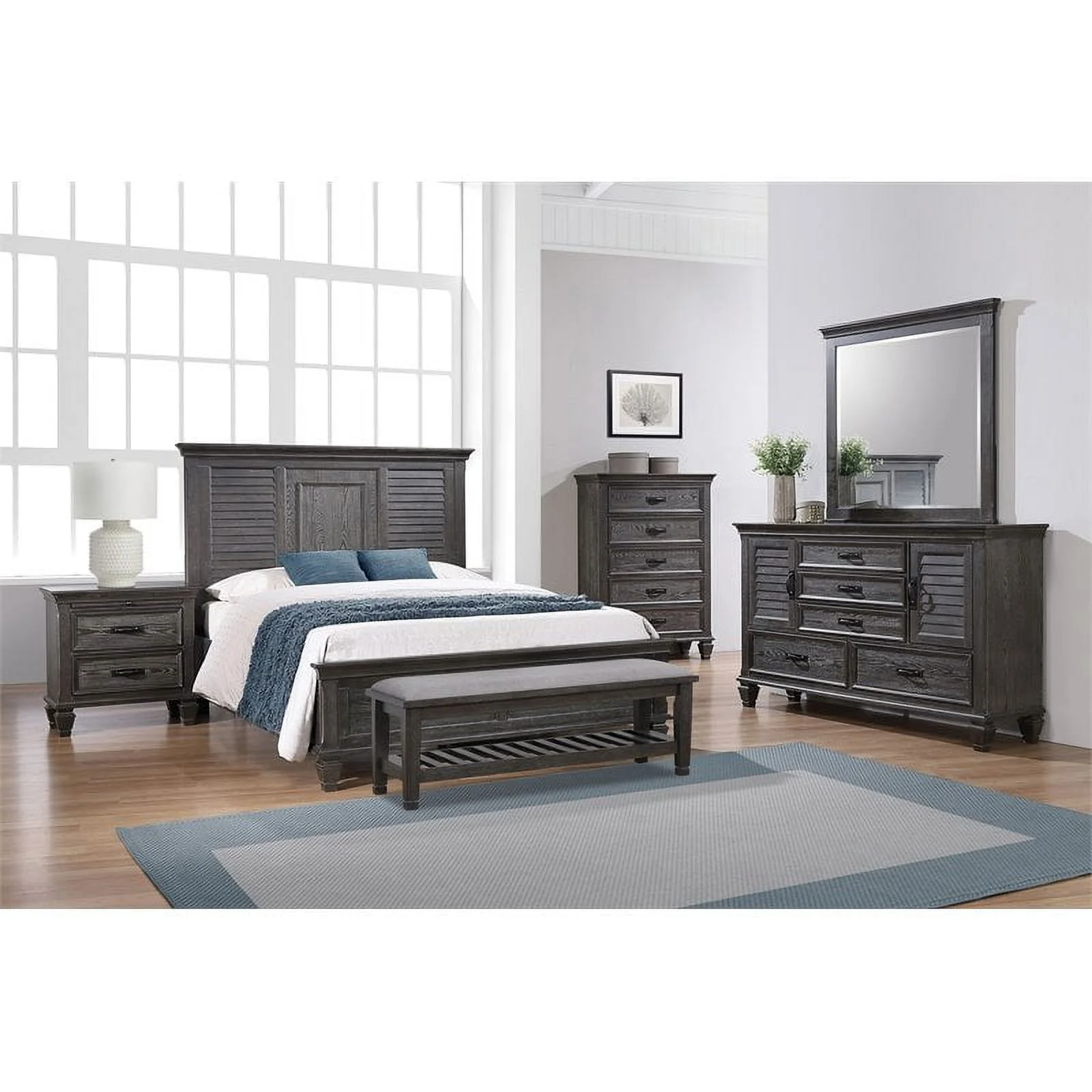 Franco 4-piece Eastern King Panel Bedroom Set Weathered Sage