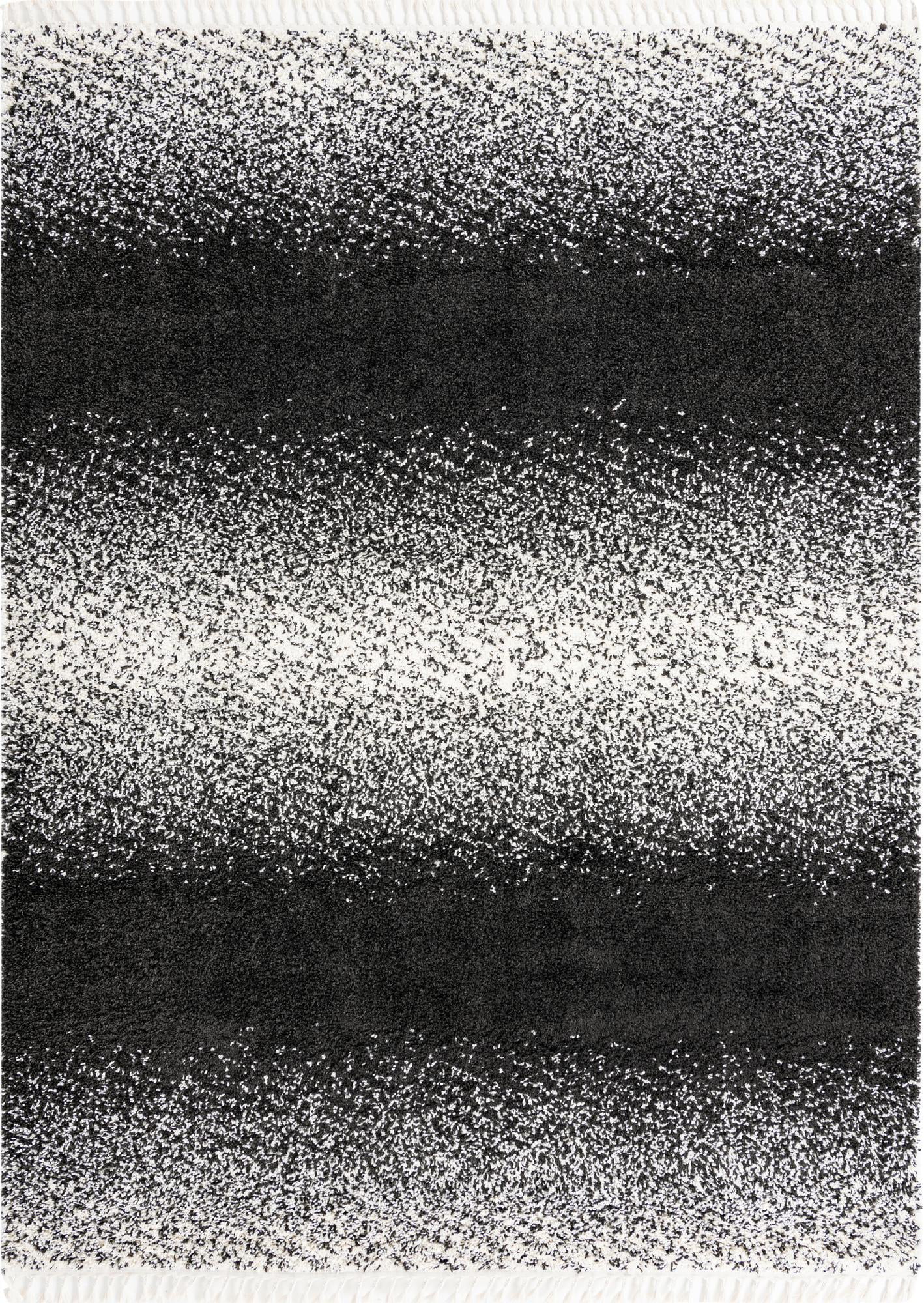 Unique Loom Gradient Hygge Shag Rug Black and White 9' x 12' 2