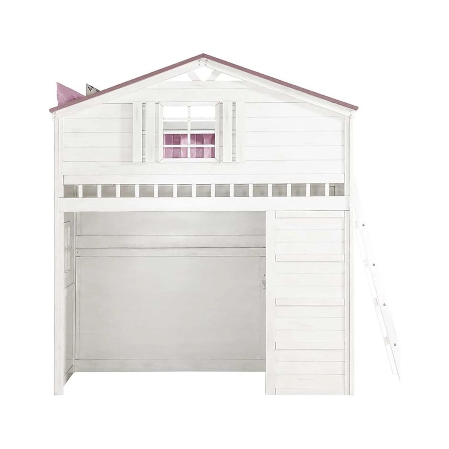 ACME Tree House Twin Loft Bed in Pink and White