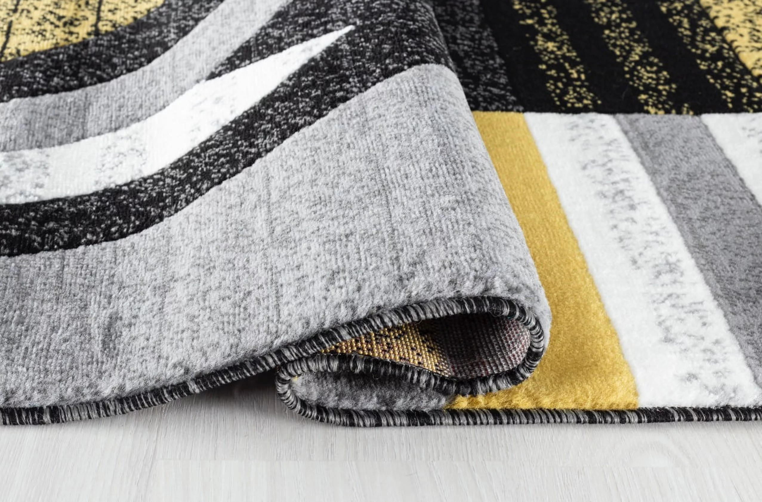 RUG AND DECOR Newport Collection Modern Abstract Design Area Rug D.Yellow Black White Grey Living Room Bed Room Carpet Alfombras para Sala