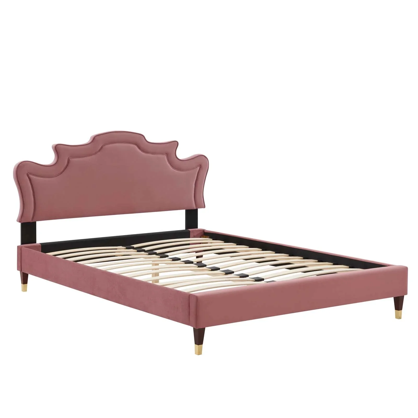 Modway Neena Performance Velvet King Bed in Dusty Rose