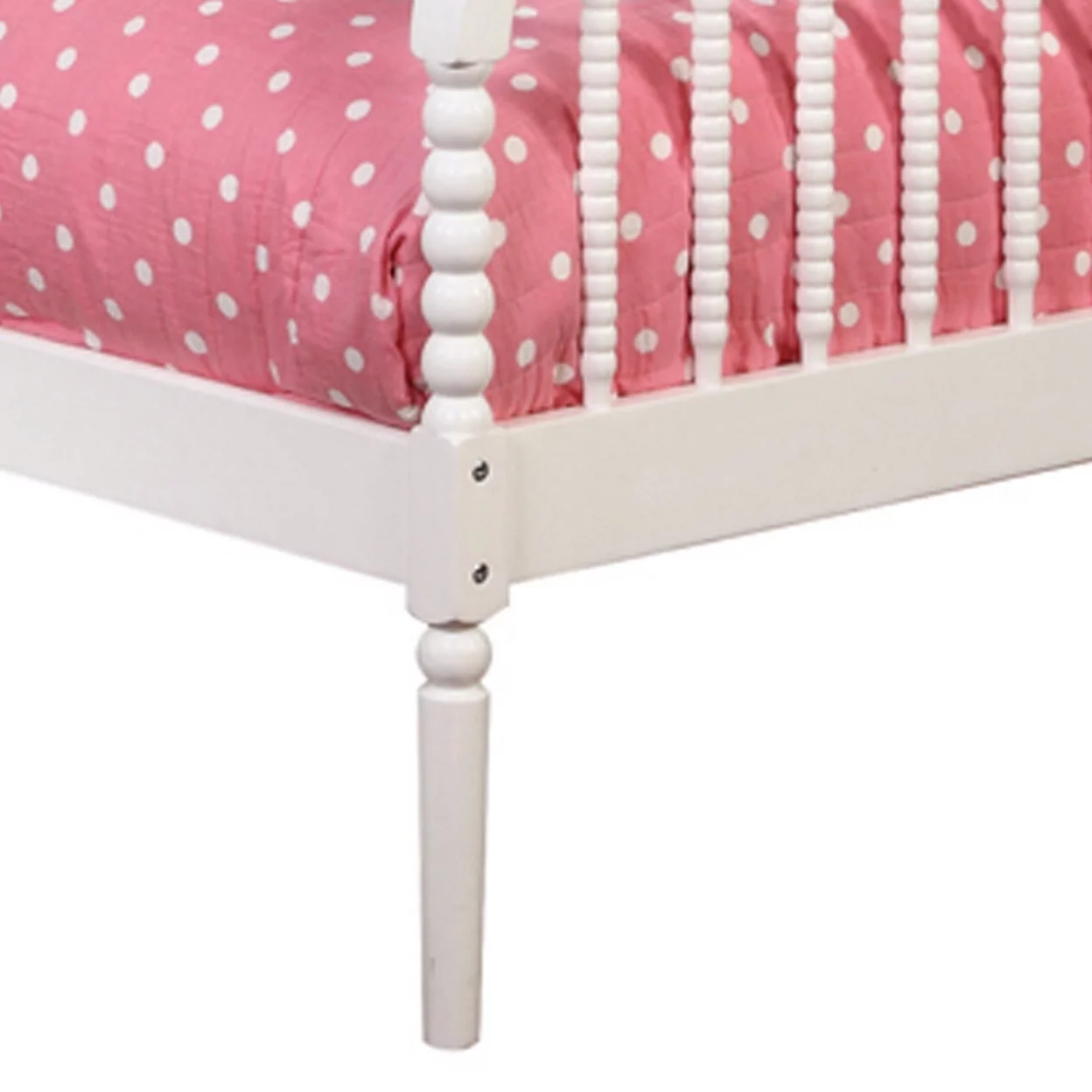 Wooden Twin Bed with Bobbin Style Slatted Headboard and Footboard White- Saltoro Sherpi