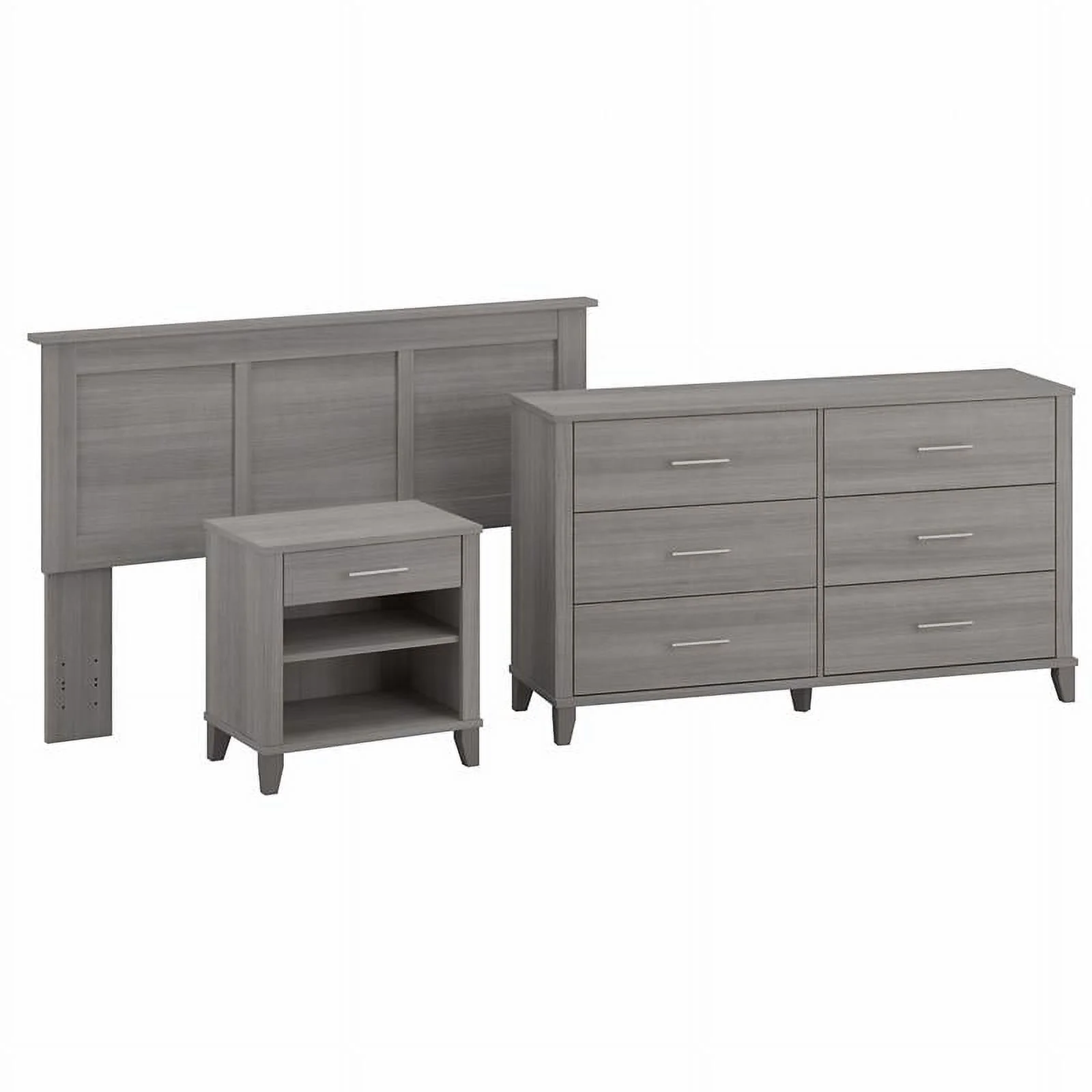 Pemberly Row Engineered Wood 3 Piece Full/Queen Size Bedroom Set - Platinum Gray