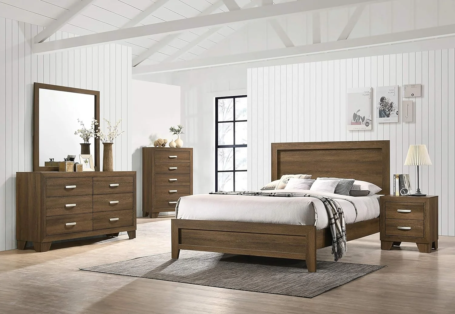Miquell Queen Bed - 28050Q - Oak Wood