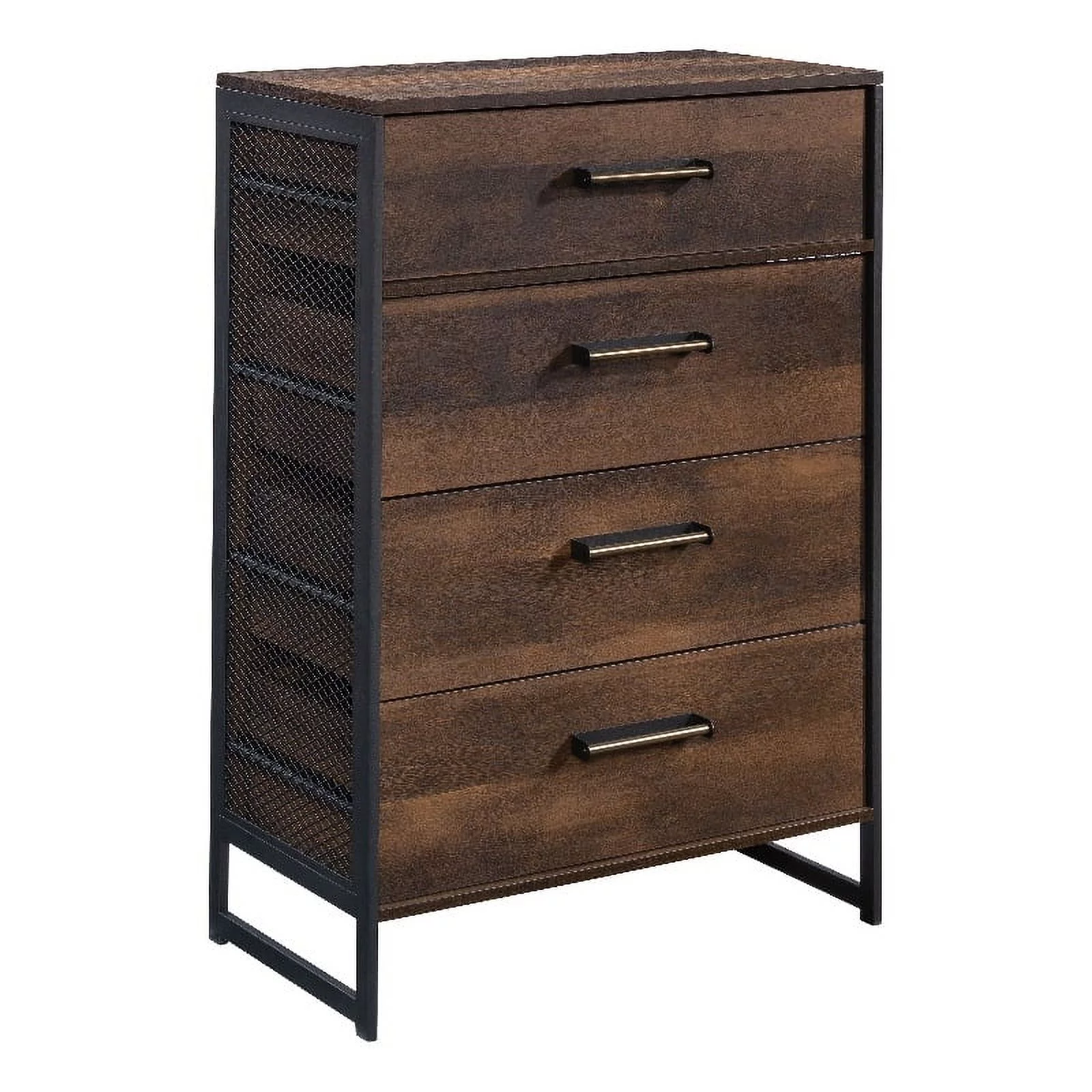 Pemberly Row Engineered Wood/Metal 4-Drawer Chest in Barrel Oak