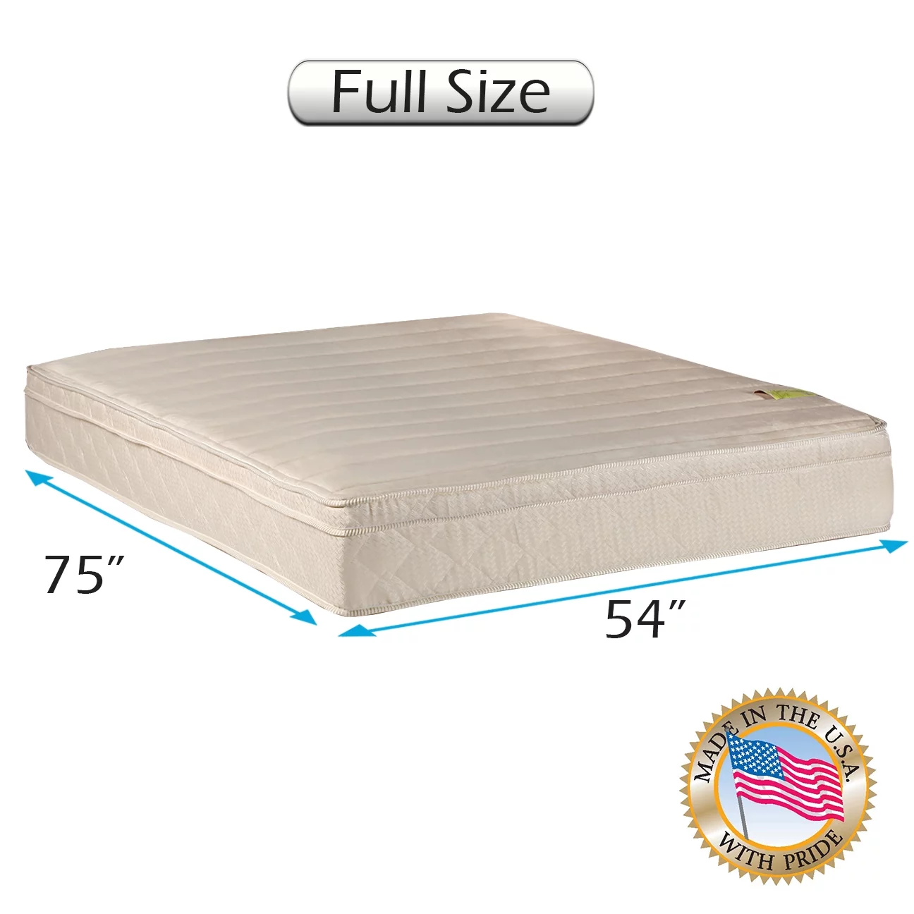 DS USA Comfort Pedic Extra Firm (Eurotop) PillowTop Mattress Only with Mattress Cover Protector - Fully Assembled, Innerspring Coils, Longlasting Comfort by Dream Solutions USA (Full 54'x75
