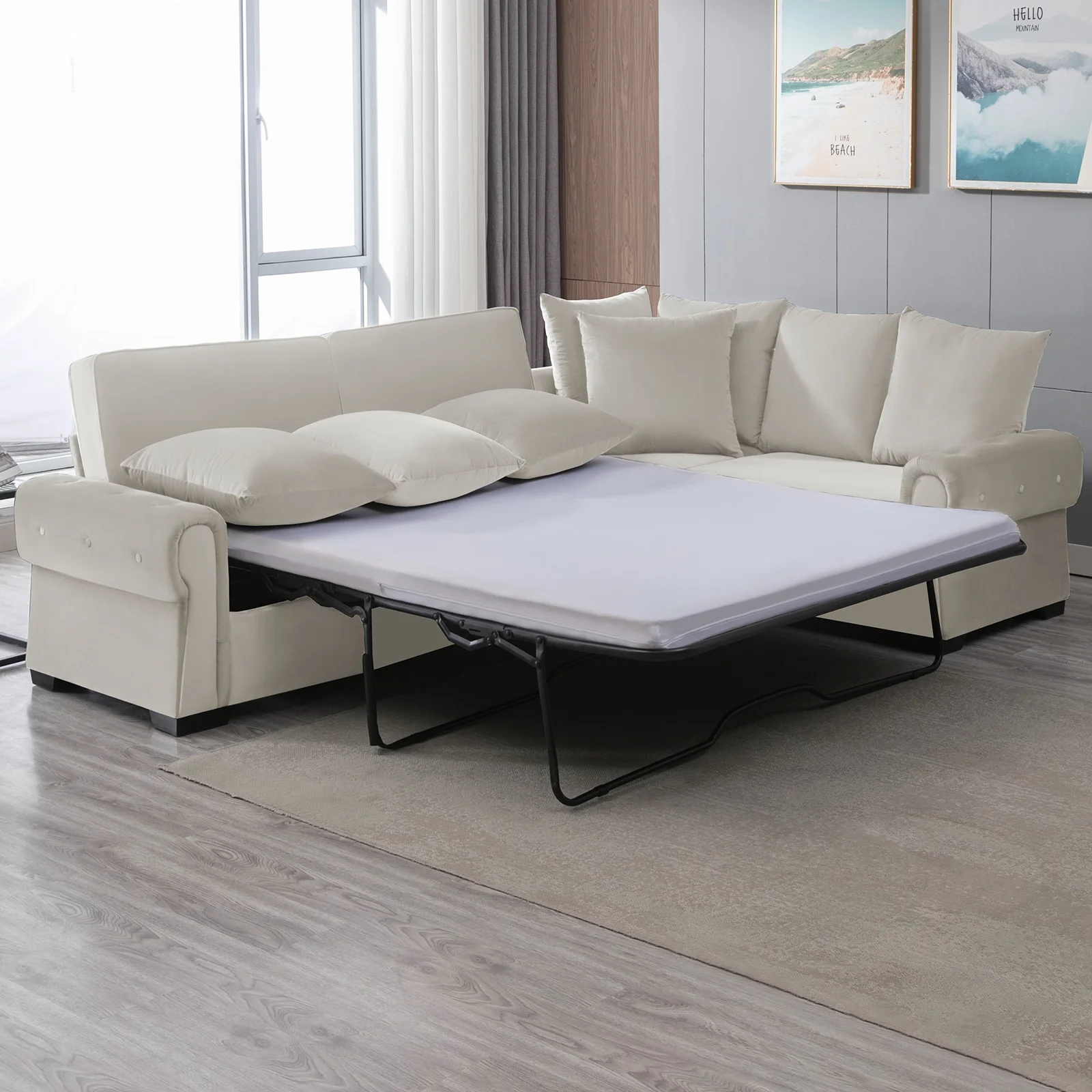 PUREMIND 2 in 1 Pull Out Sofa Bed, 106